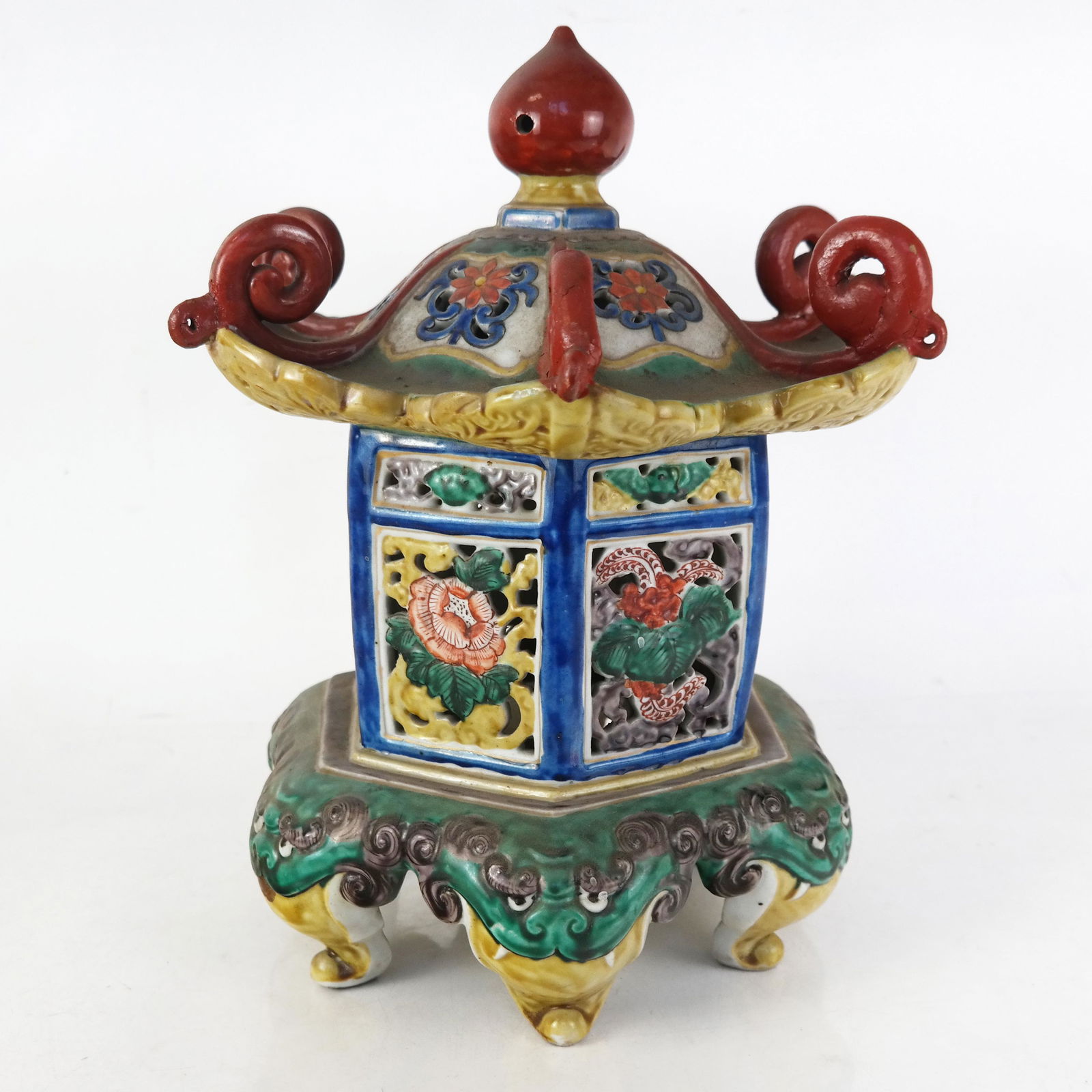 Chinese Polychrome Ceramic Pagoda (1 of 8)