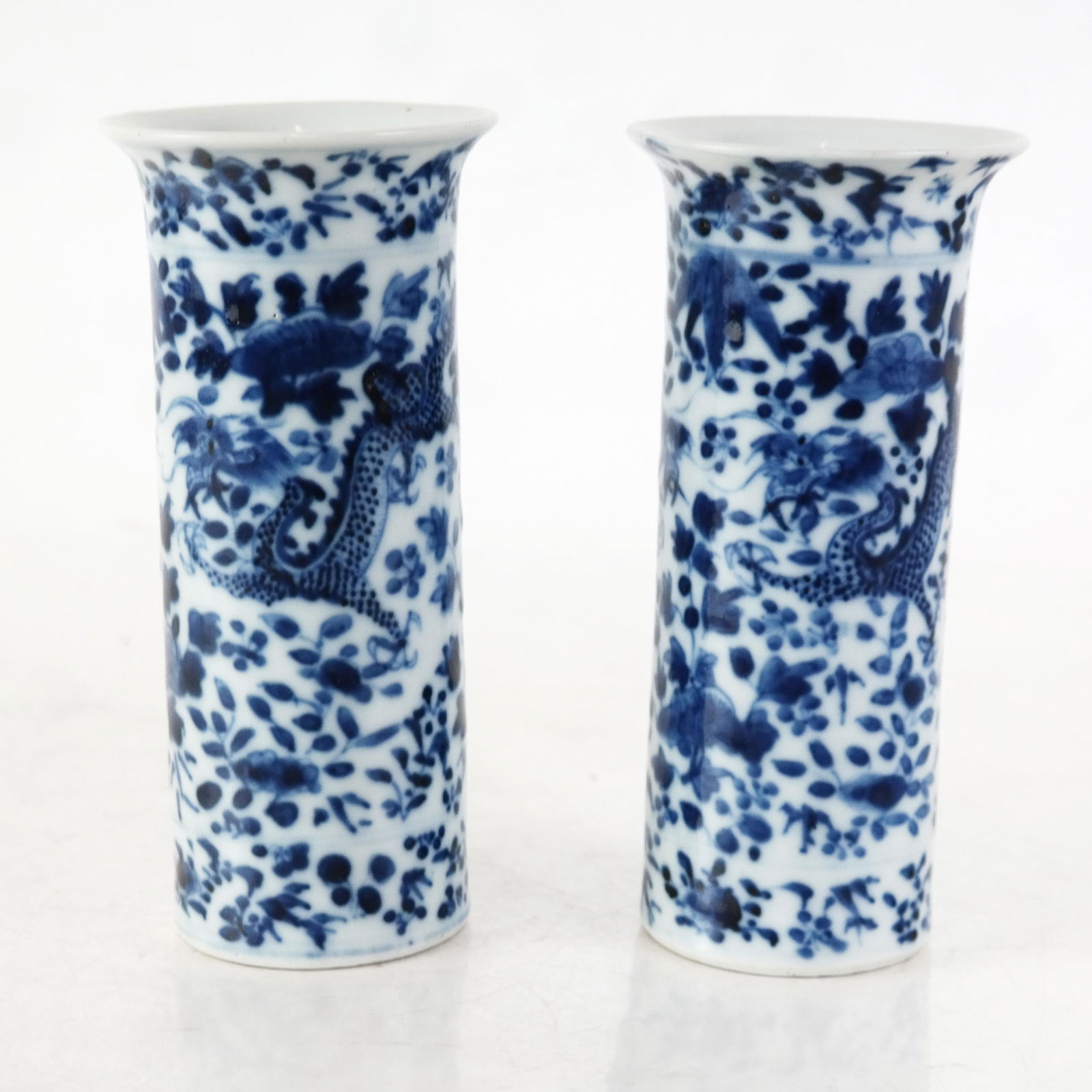 Chinese Pair of Small Blue & White Porcelain Vases (1 of 8)