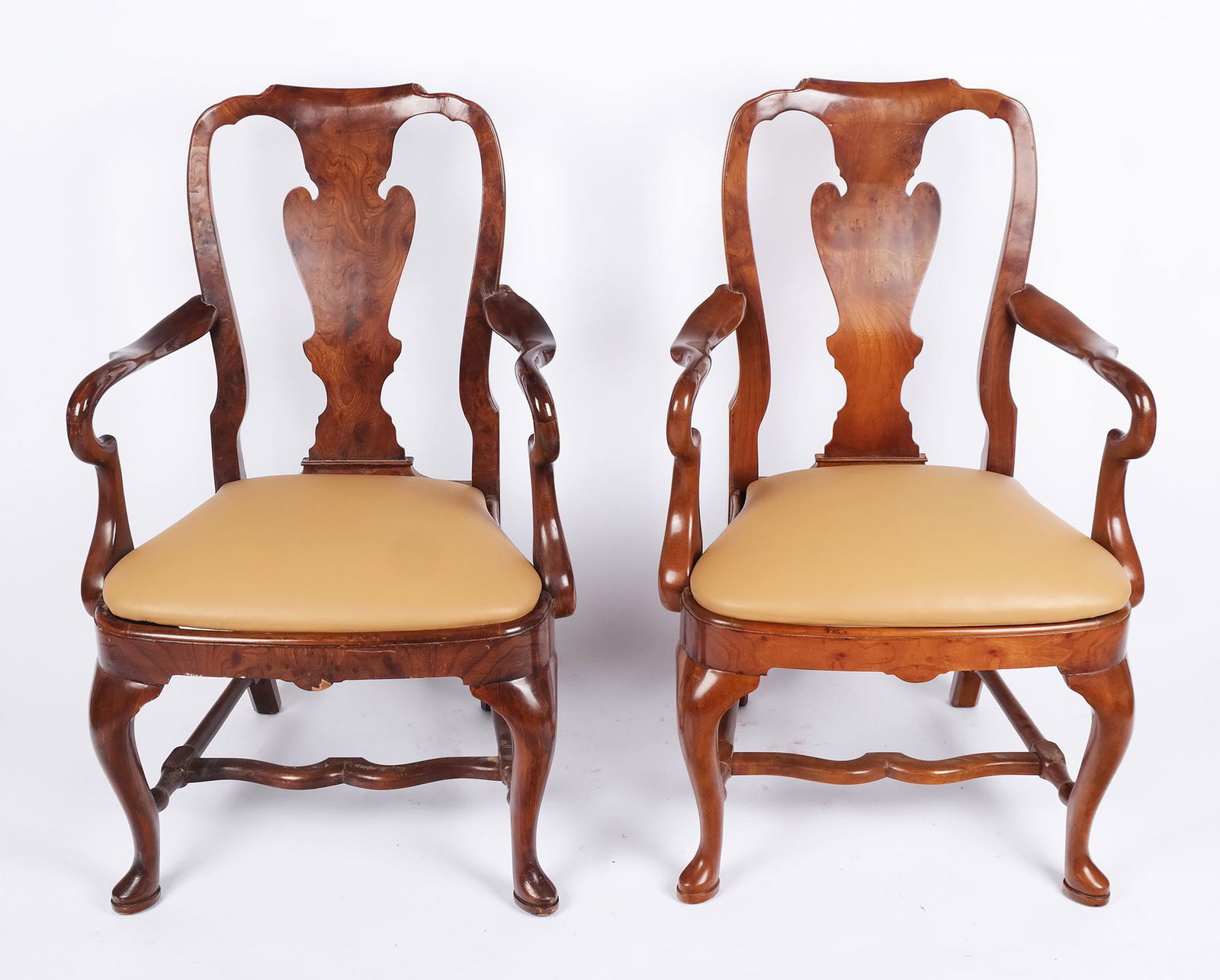 Pair of Queen Anne-Style Open Armchairs (1 of 6)