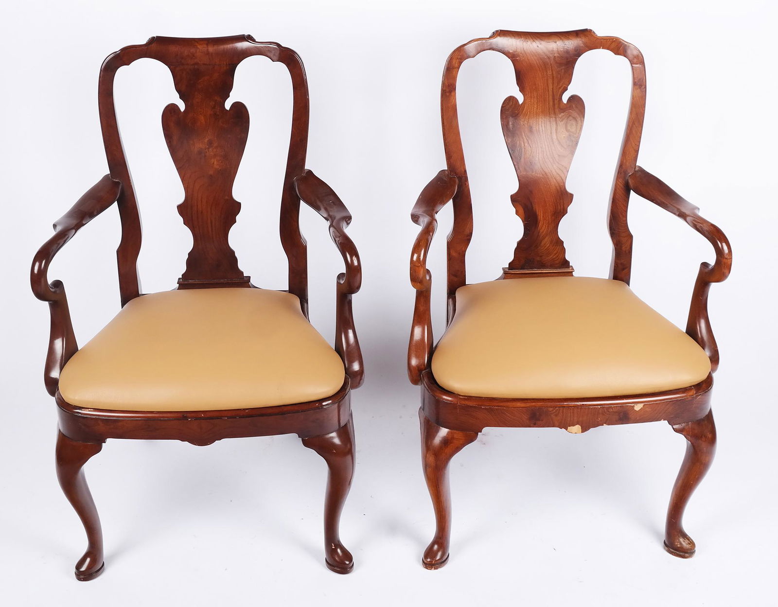 Pair of Queen Anne-Style Open Armchairs (1 of 9)