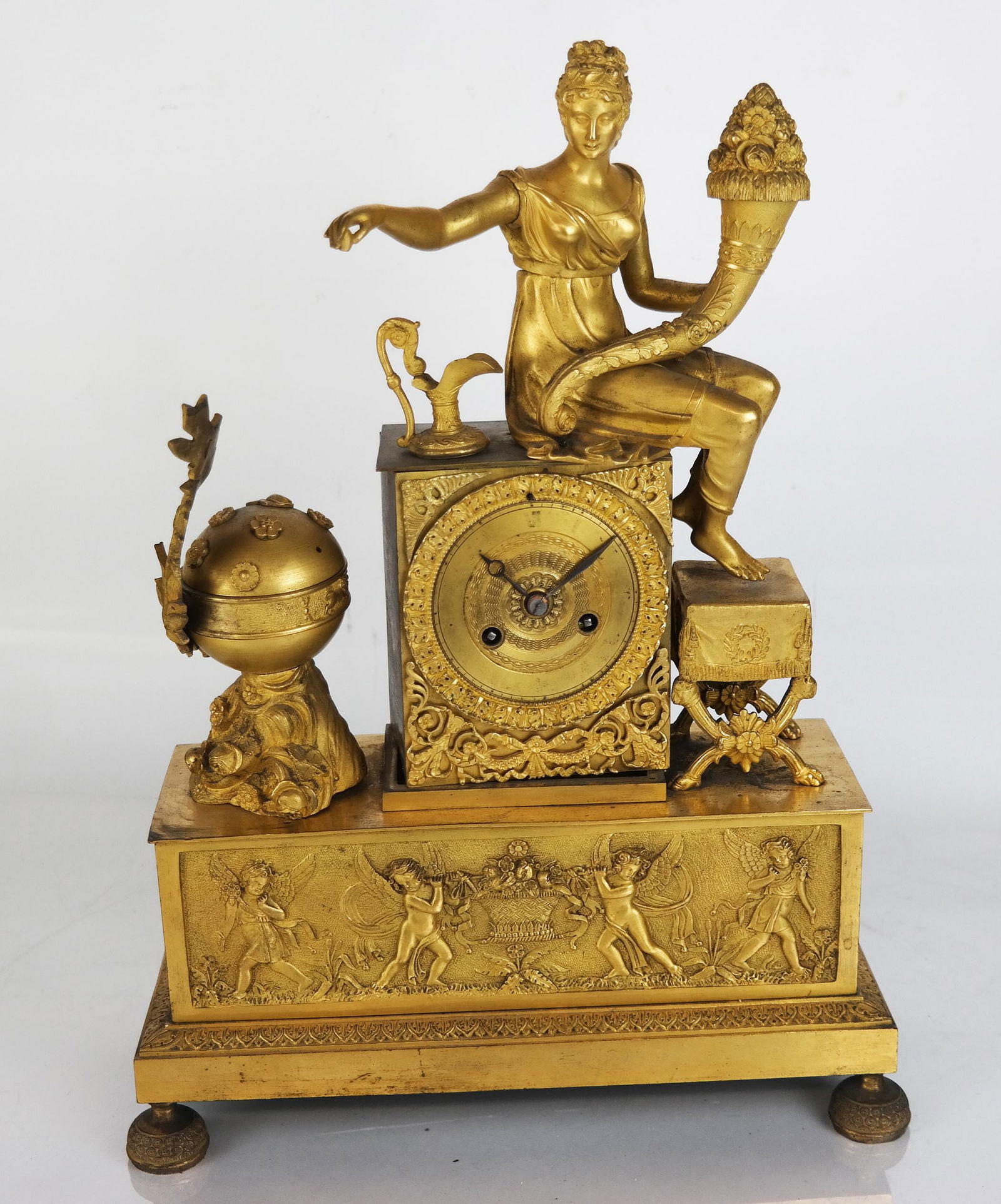 19th C. French Empire Gilt Bronze Mantel Clock (1 of 13)