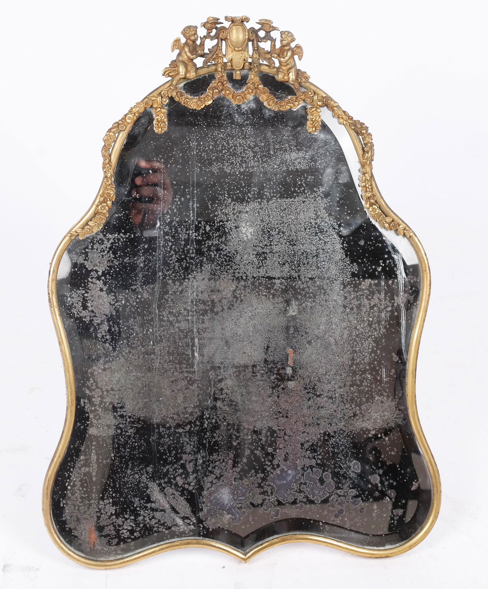 Large Bronze Figural Table Mirror with Easel Back (1 of 8)