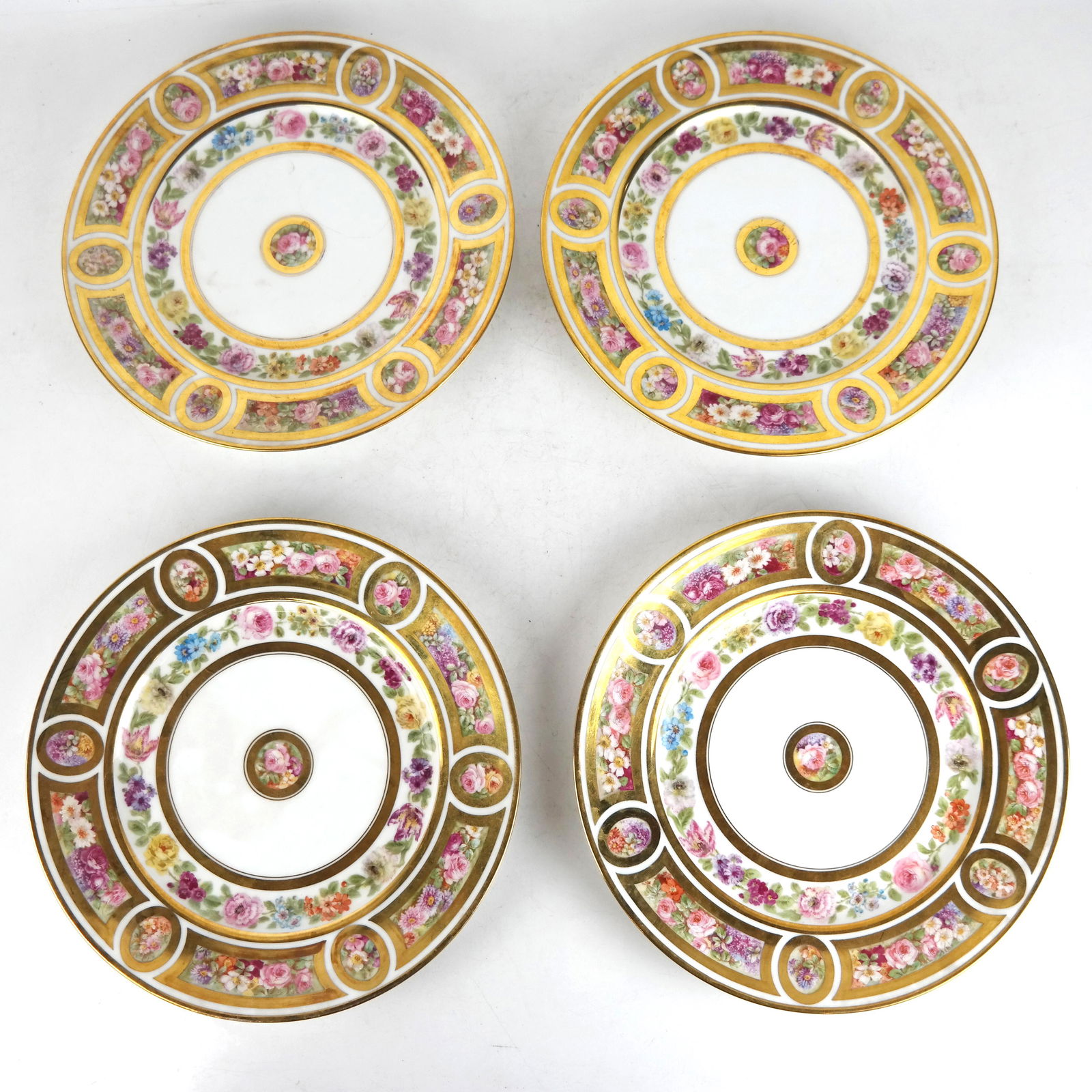 Four French Floral Decorated Porcelain Plates (1 of 11)