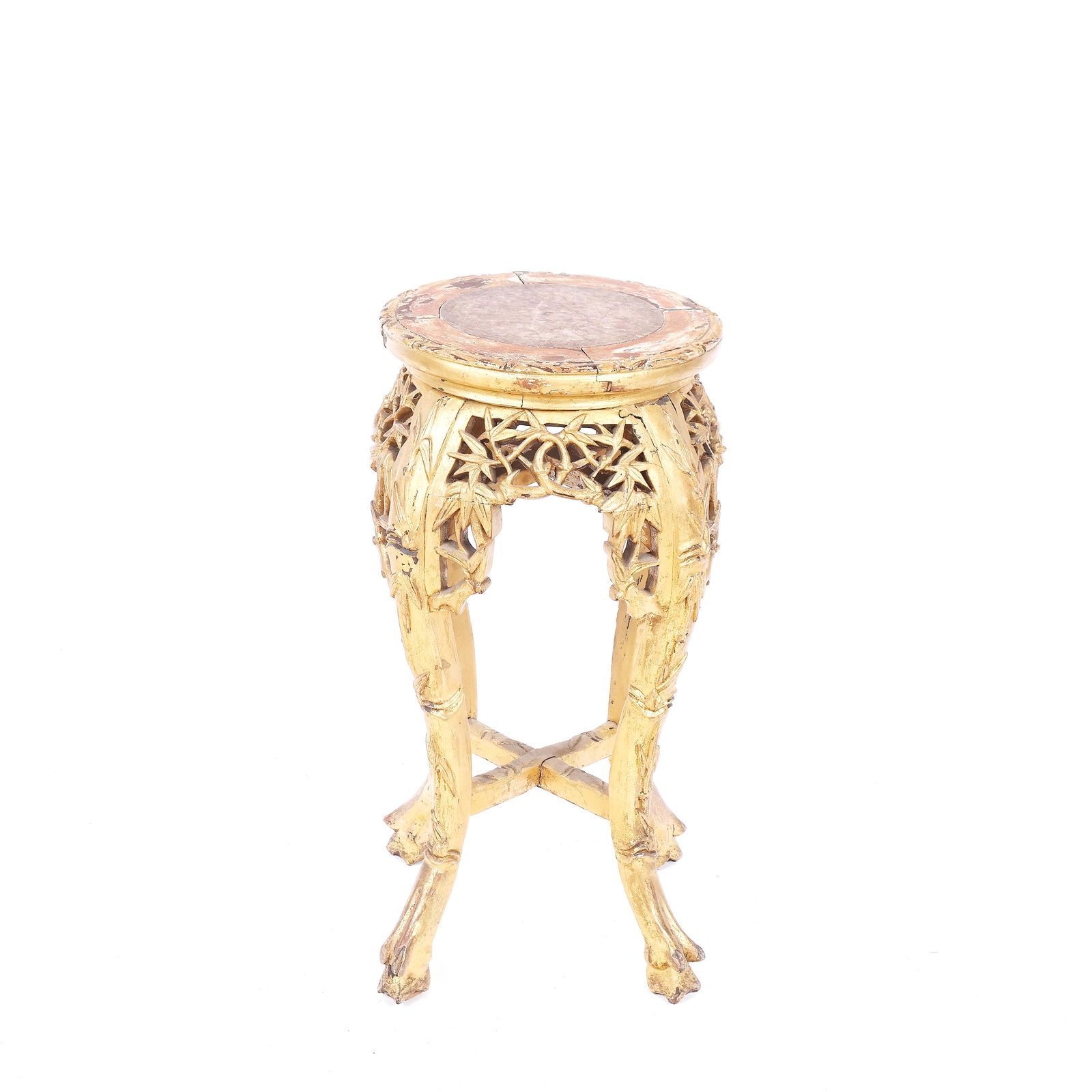20th Century Gilded Wood & Marble Chinese Stand (1 of 8)