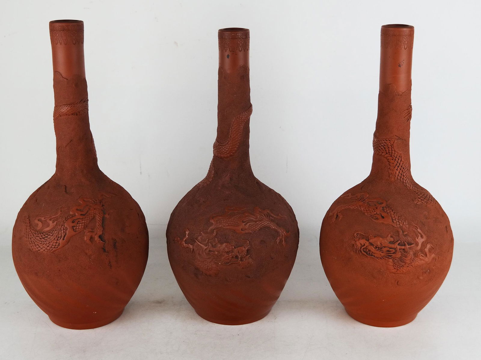 Garniture of Three Japanese Earthenware Vases (1 of 12)