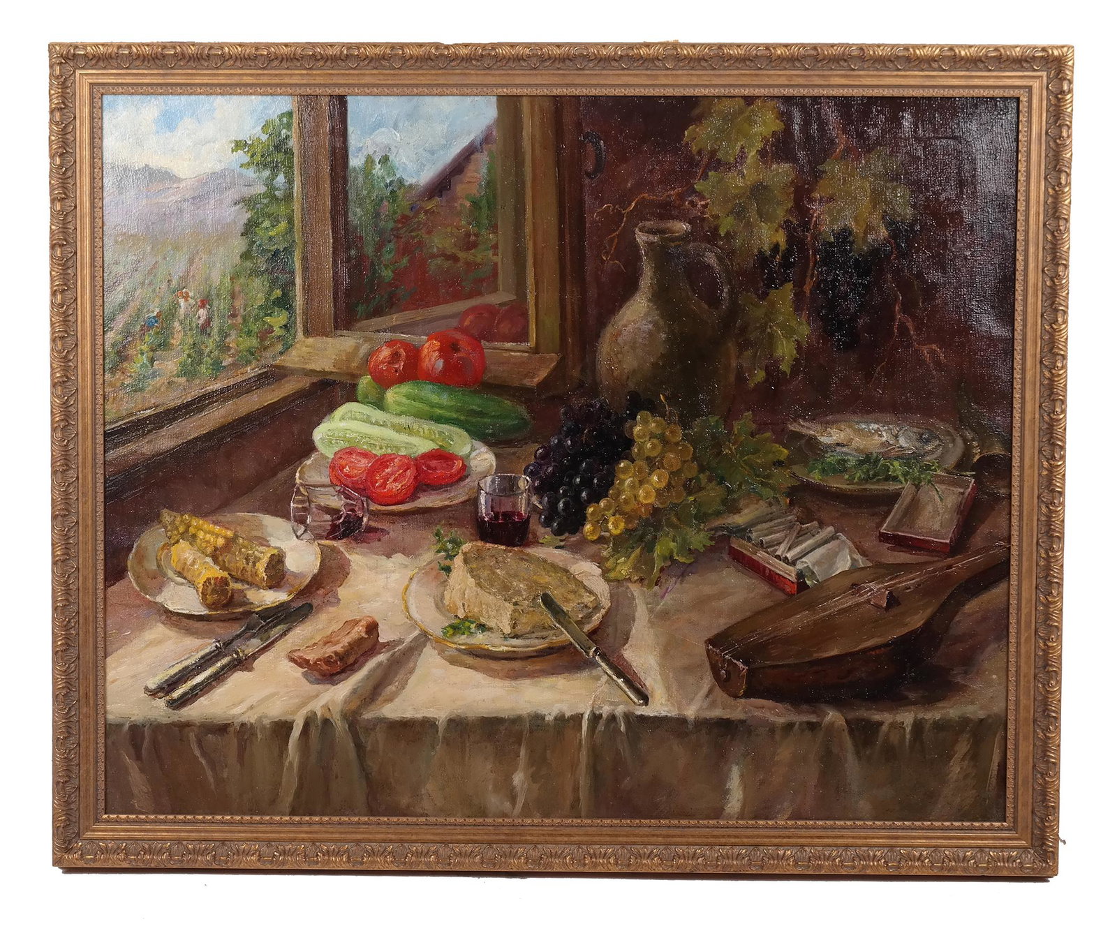 19th C. Maple & Bone Handled Shaving Mirror: 19th century maple and bone handled shaving mirror, shield shaped over three drawers on shaped feet with hardwood banding and bone finial. [23" H x 17" W x 7 1/2" D]. Reattached veneer to left side fr