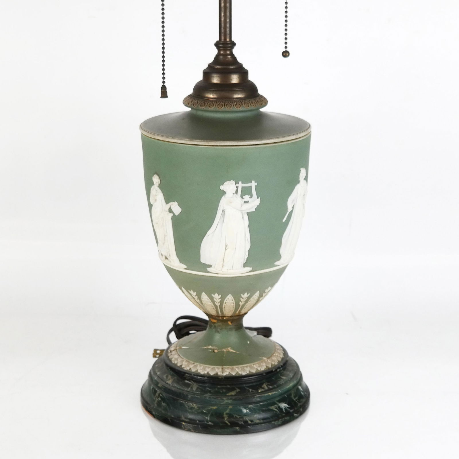 Green Jasperware Wedgwood Neoclassical-Style Lamp (1 of 10)