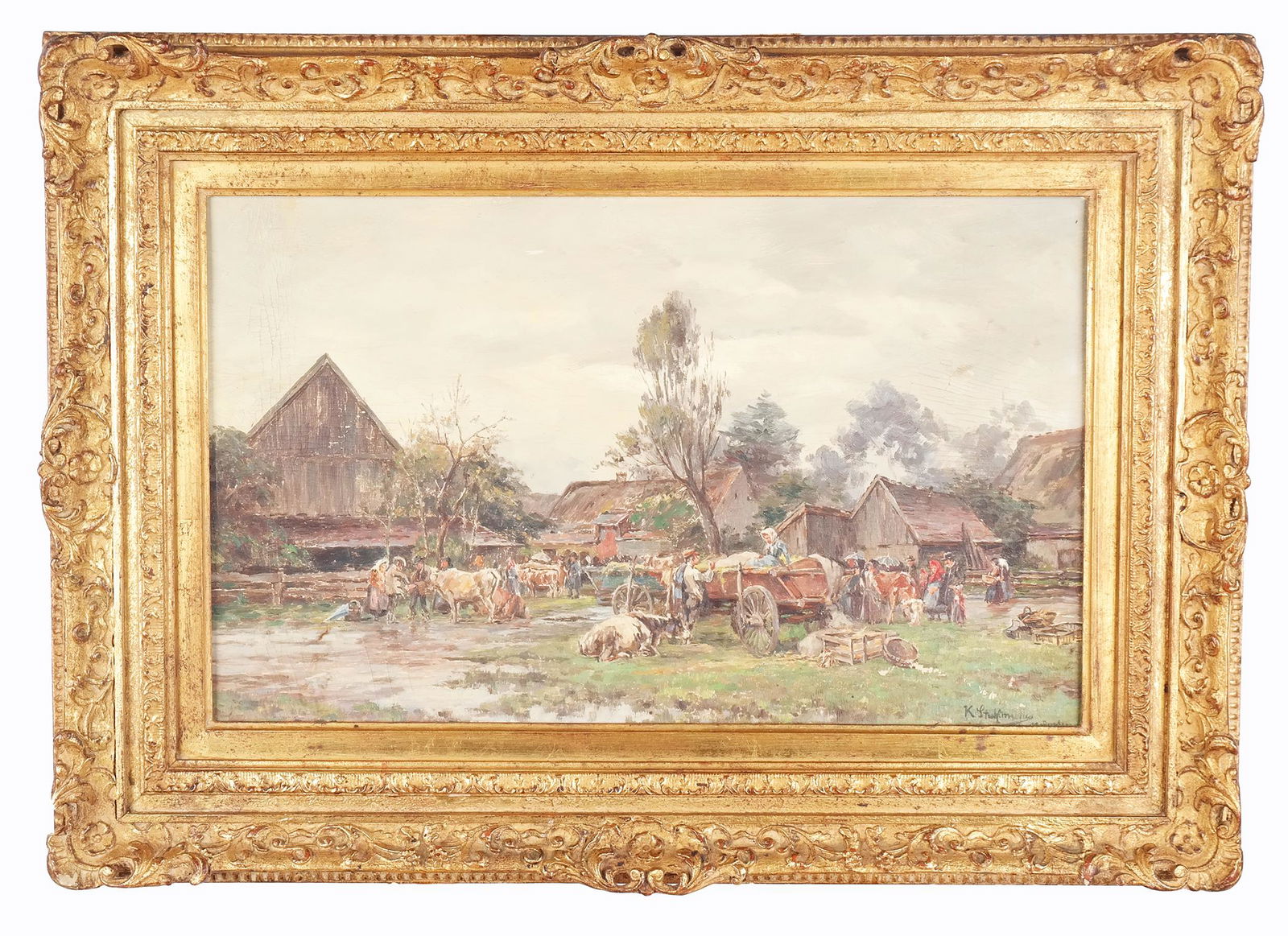 Country Market Scene - Oil on Board (1 of 11)