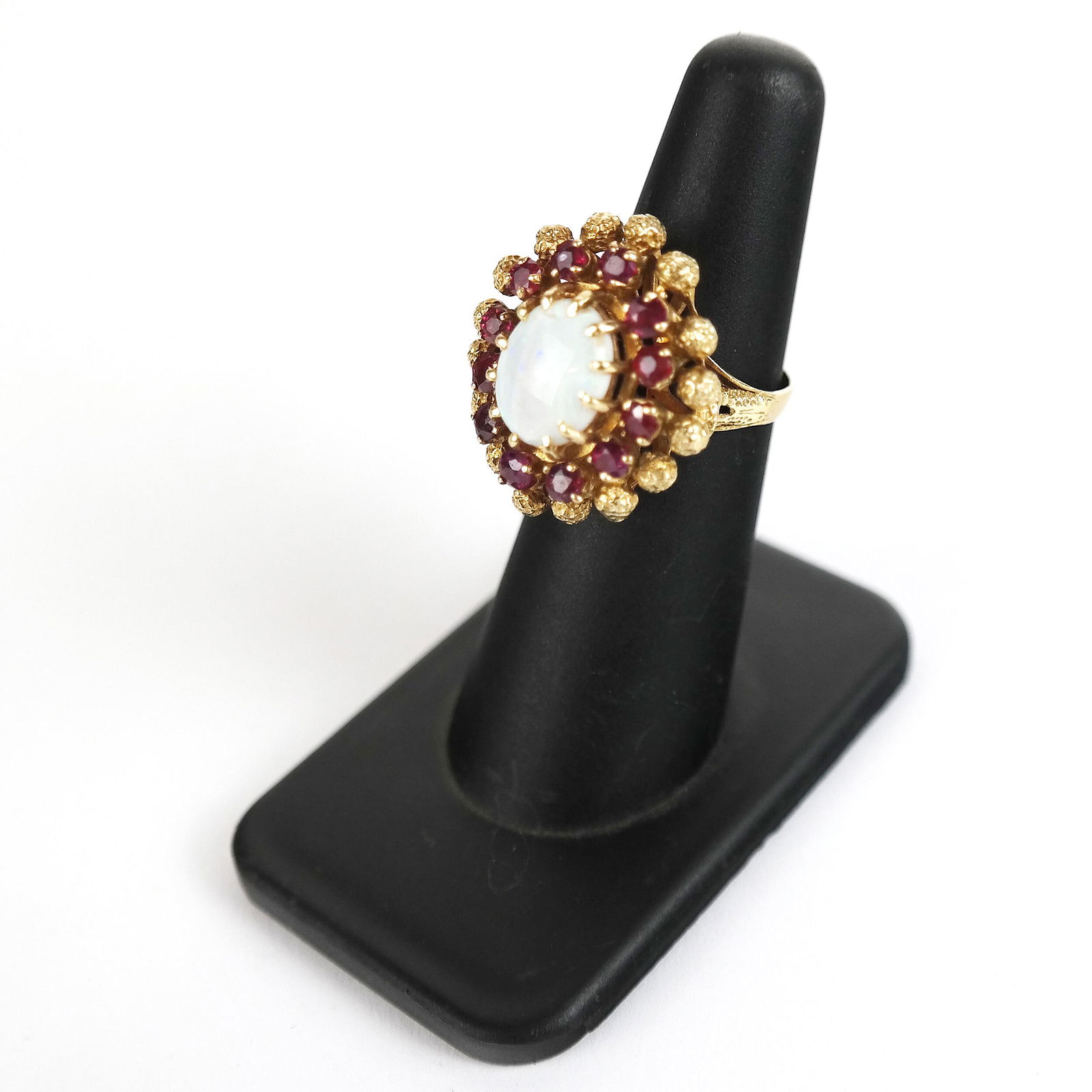 14K Yellow Gold Ladies Ring with Opal & Rubies (1 of 8)