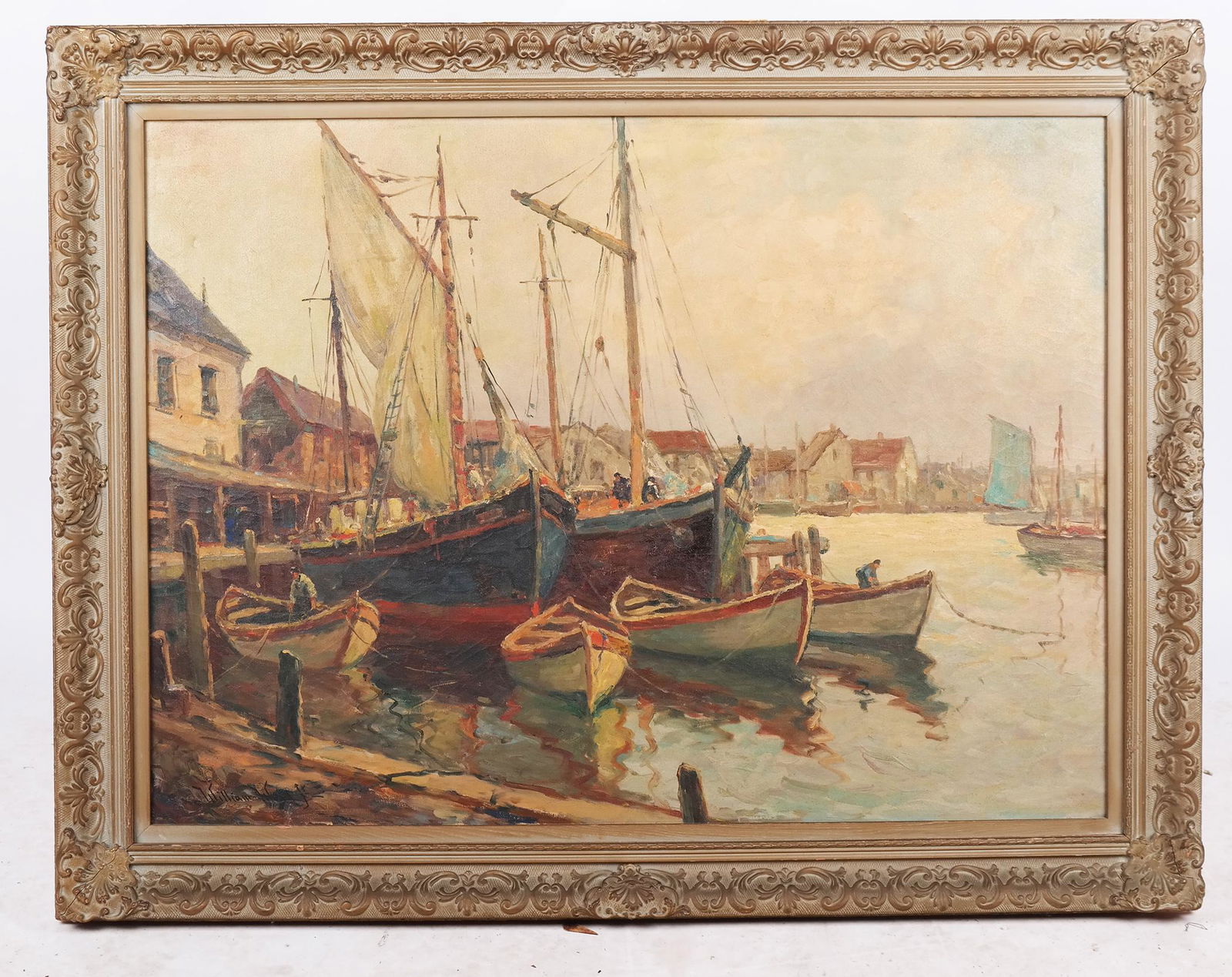 William WARD JR.: Harbor Scene - Oil on Canvas (1 of 8)
