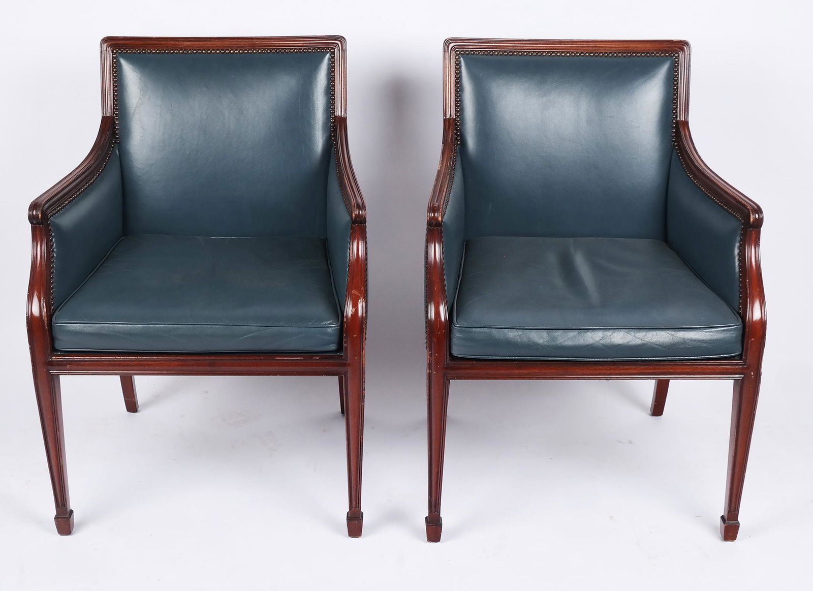 Pair of Smith & Watson Blue Upholstered Bergeres (1 of 8)