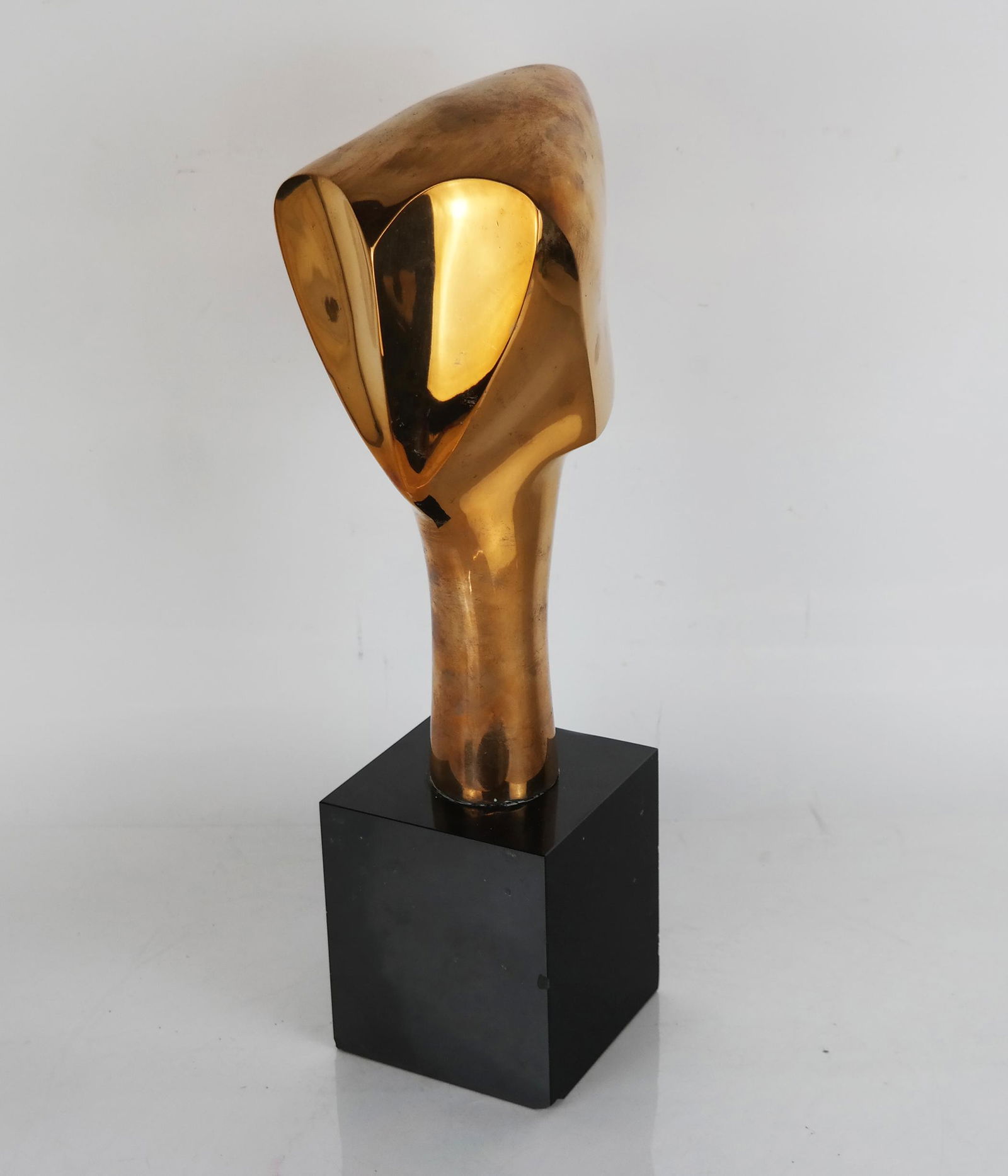 Polished Bronze "Head" Sculpture on Marble Base (1 of 9)