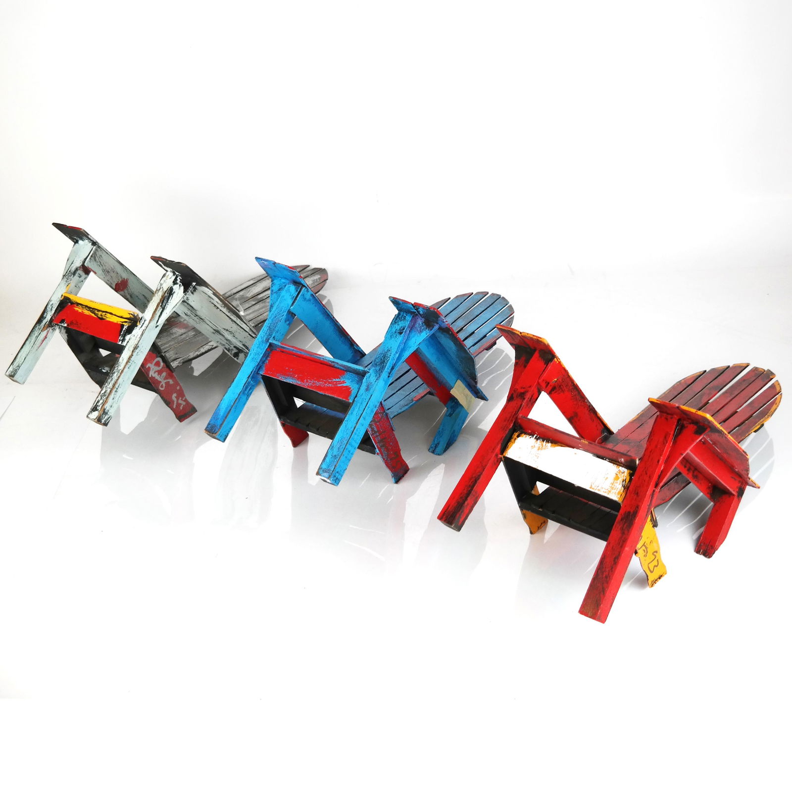 20th C. Adirondack Chairs 3-Part Wall Sculpture (1 of 10)