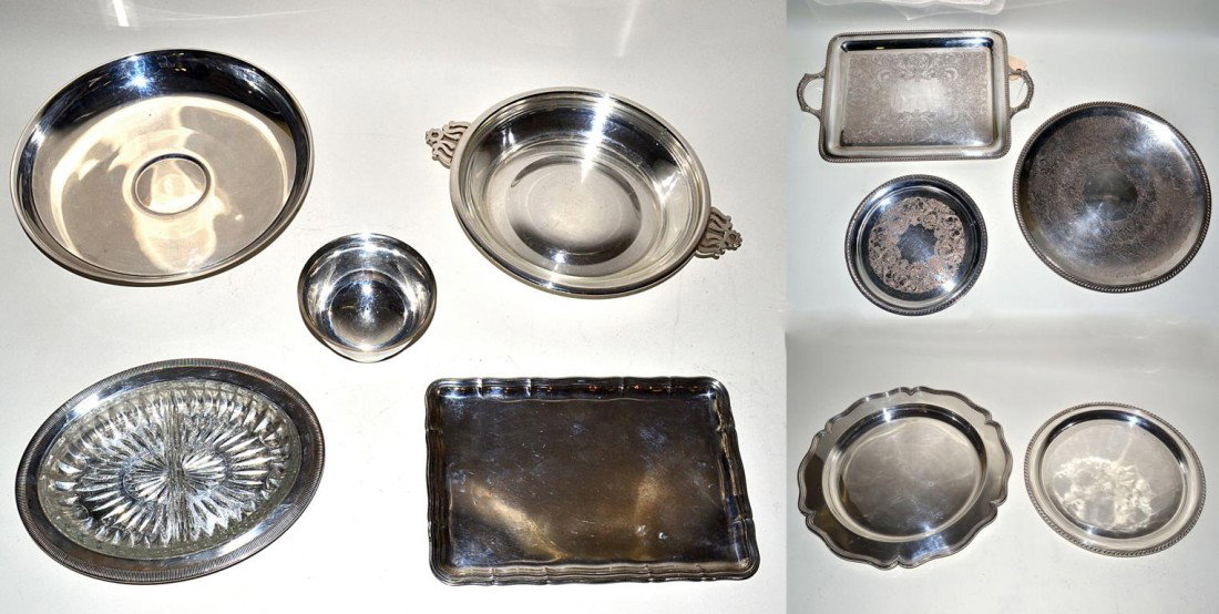 Assorted Silver-Plated Table Articles: Including serving trays, etc.