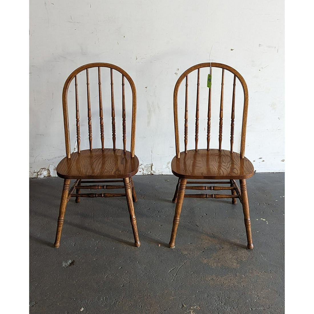 Pair of Oak Spindle-Back Side Chairs (1 of 6)