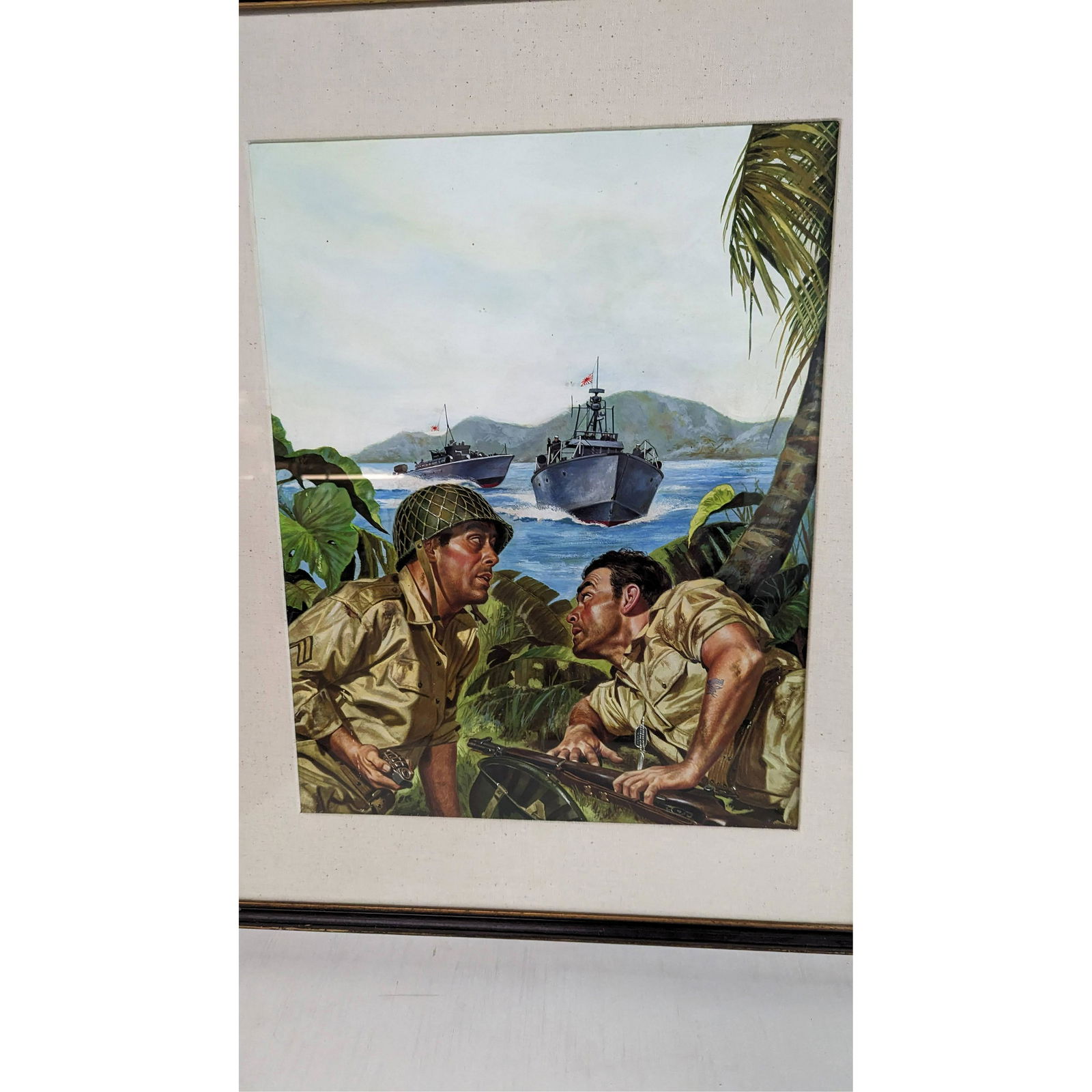 John KULLER: "The Ready Grenade" - Illustration: "The Ready Grenade", illustration, signed verso, framed under glass. [21" H x 17" W]. In good condition.