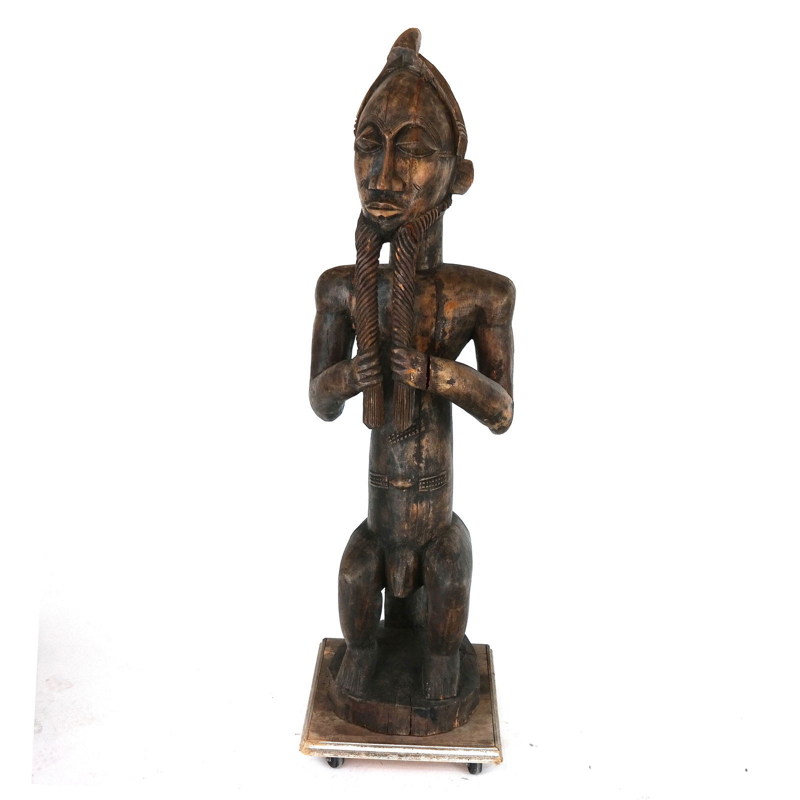 African Tribal Wood Carving of Seated Man (1 of 11)