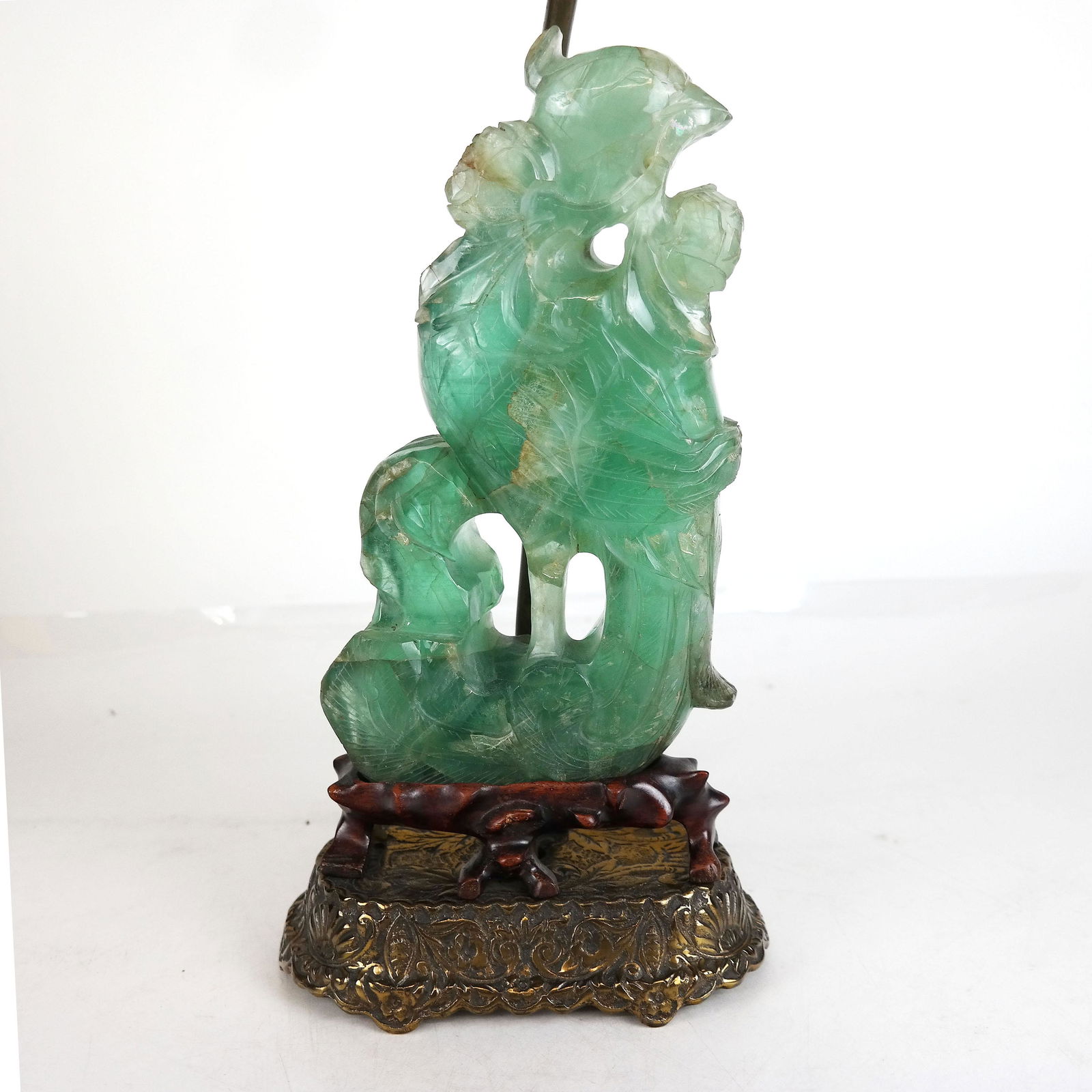 Chinese Green Quartz Sculptural Lamp (1 of 9)