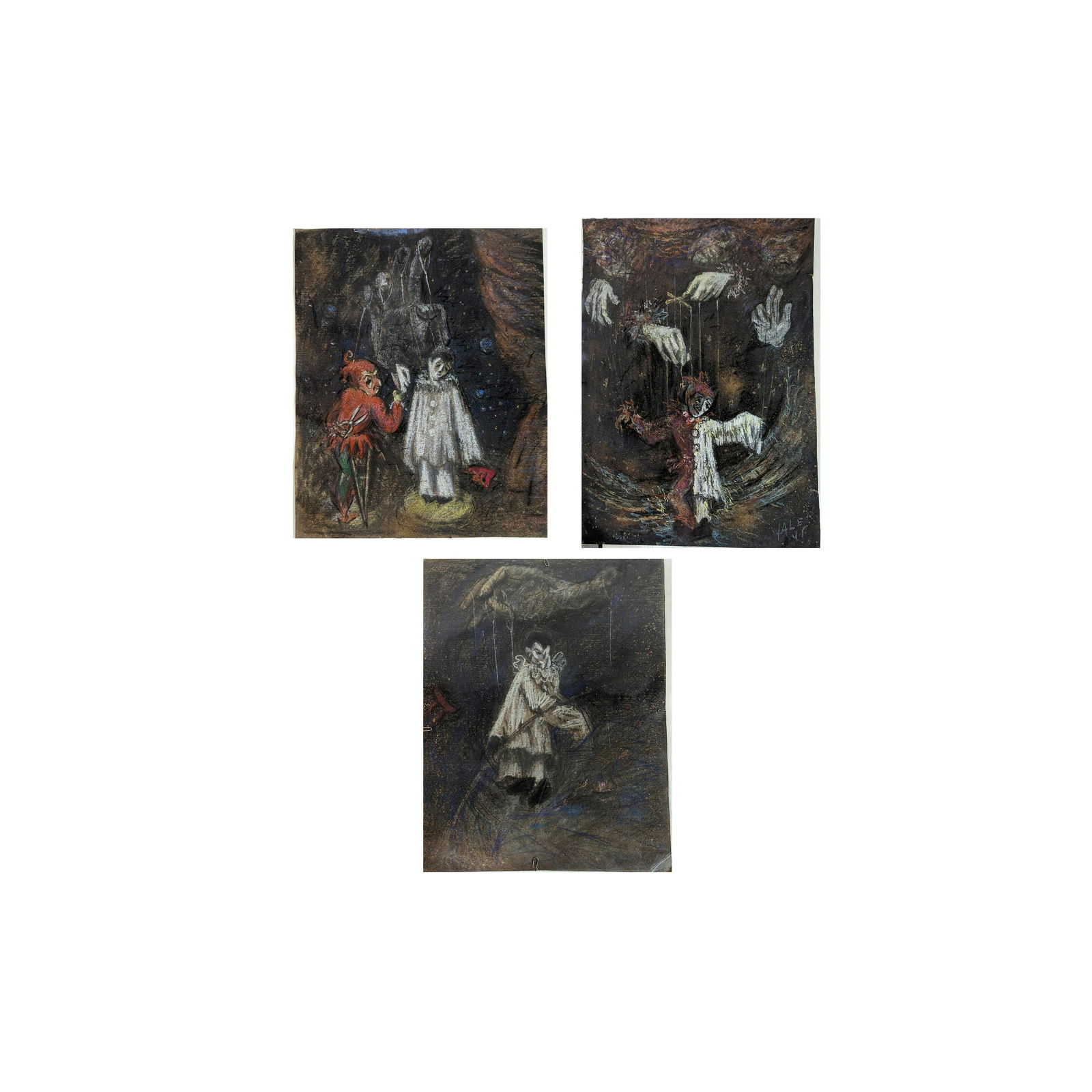 Three Gouache Paintings of Marionettes (1 of 7)