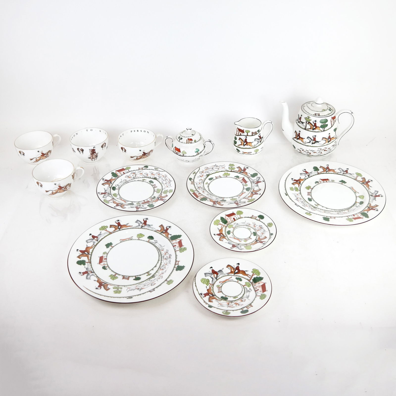 Crown Staffordshire "Hunting Scene" Tea Service (1 of 10)