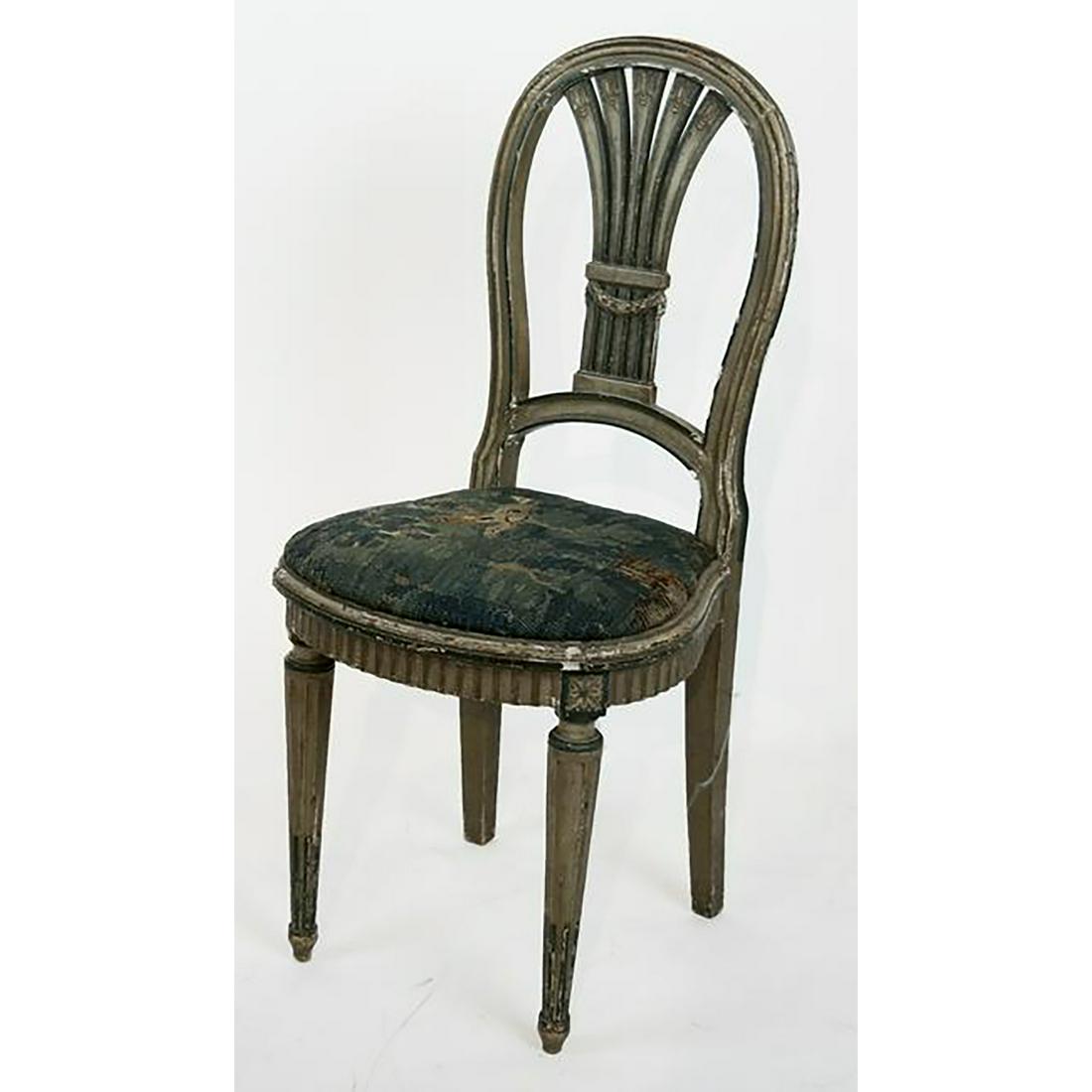 Antique Painted Tapestry Seat Side Chair (1 of 4)