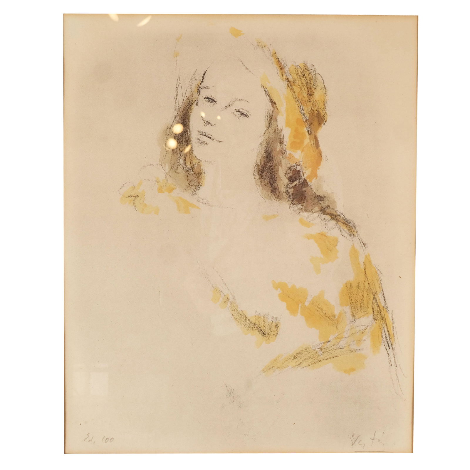Marcel VERTES: Woman with Yellow Hat - Lithograph (1 of 9)