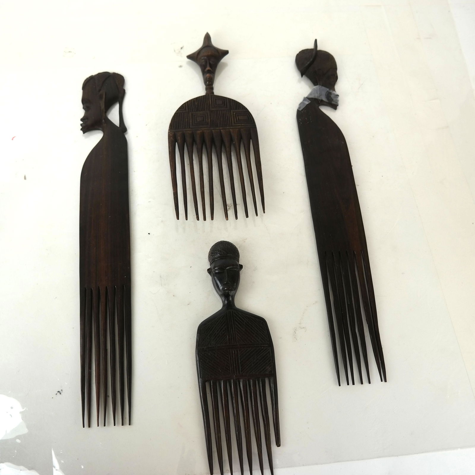 Four African Carved Combs (1 of 8)