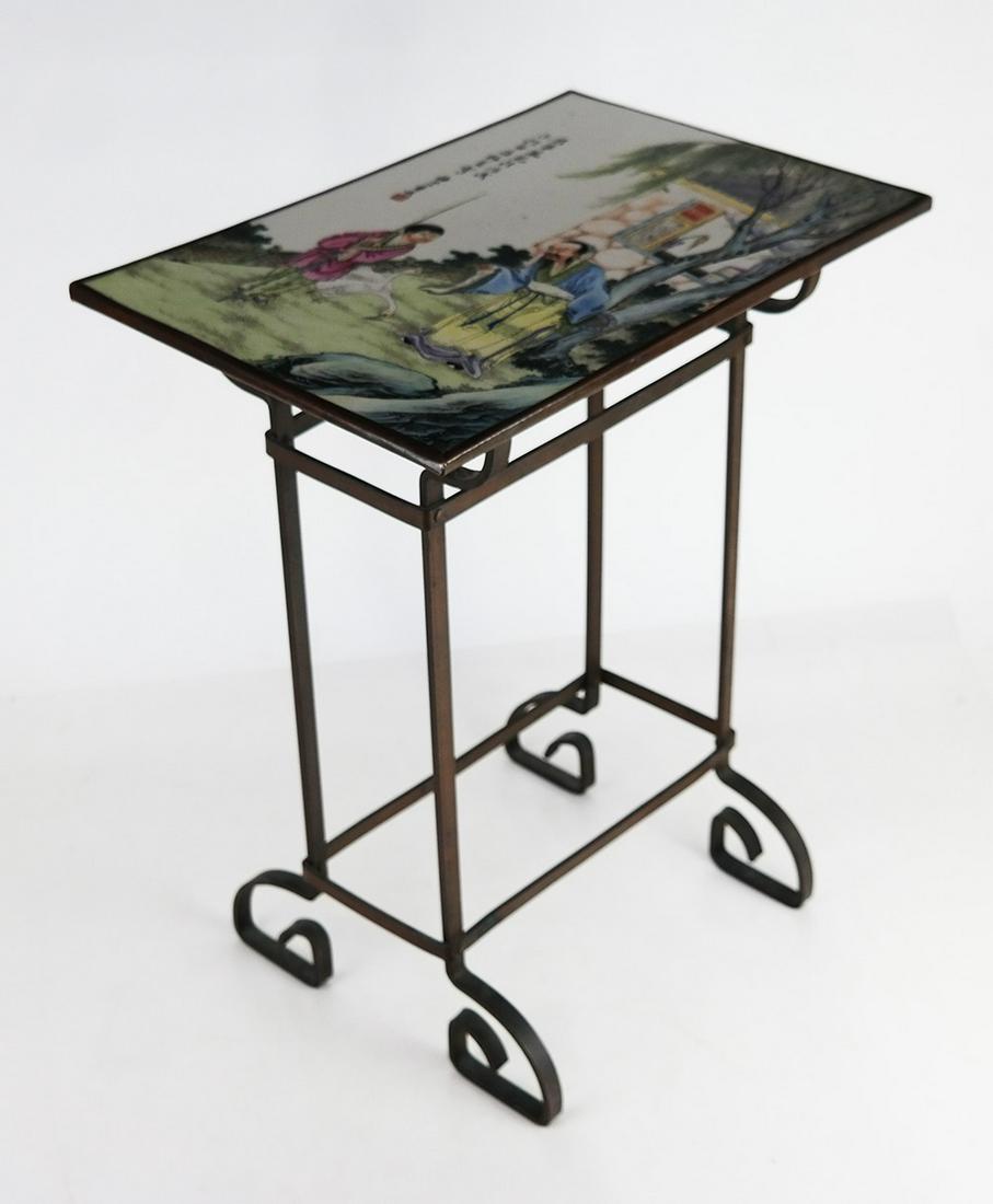 Chinese Polychrome Plaque-Mounted Side Table (1 of 11)