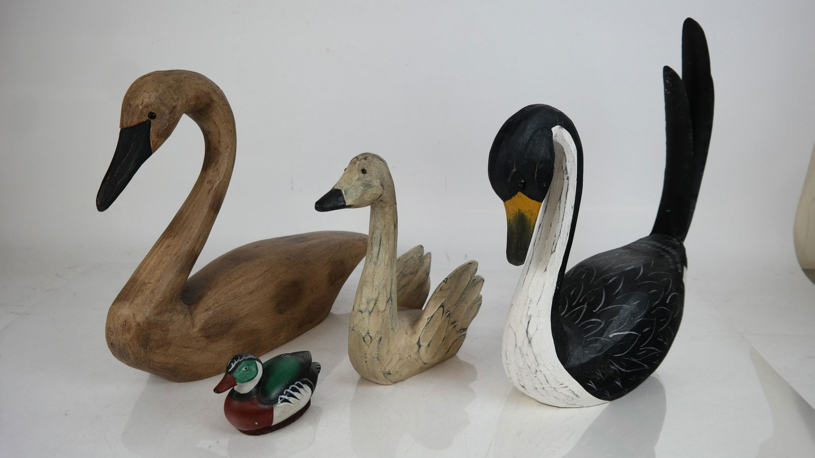 Four Carved Wooden Bird Models (1 of 2)