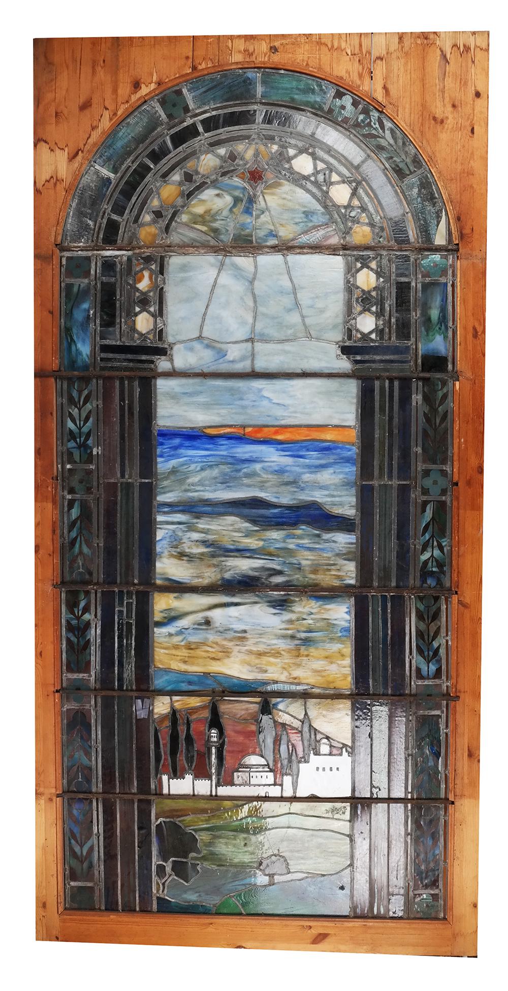 Pair of Stained Glass Windows w/ Judaic Motifs (1 of 20)