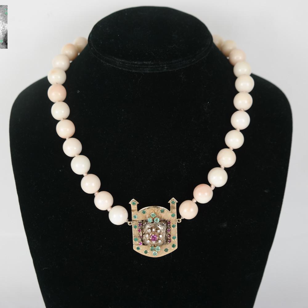 Vintage White Coral Necklace w/ 14K Clasp (1 of 4)