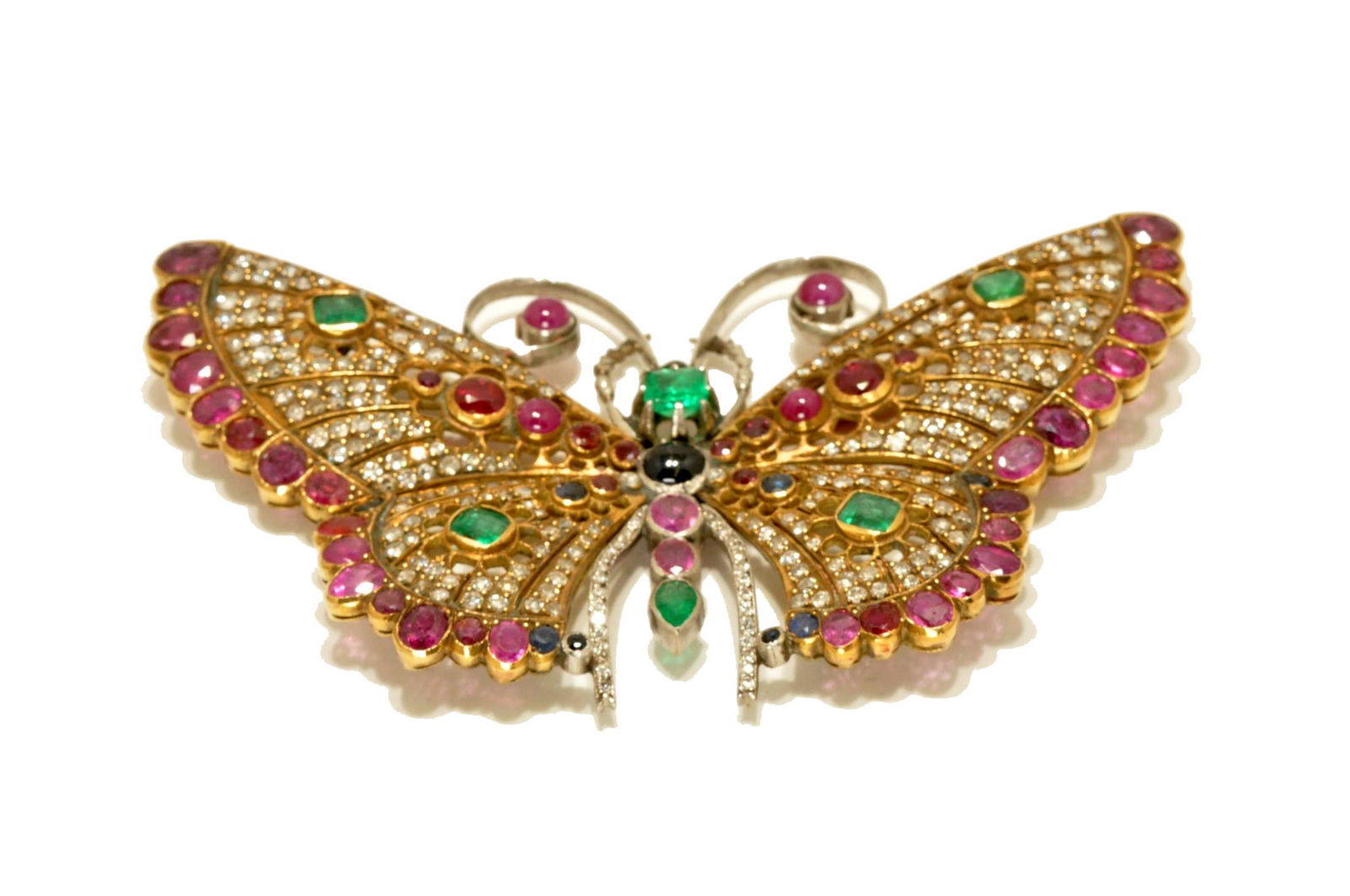 18K Vintage Butterfly Brooch w/ Gemstones (1 of 6)