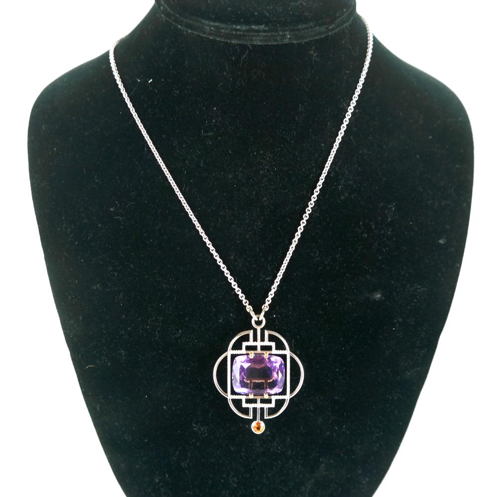 18K, Amethyst, Diamond & Garnet Pendant Necklace (1 of 4)