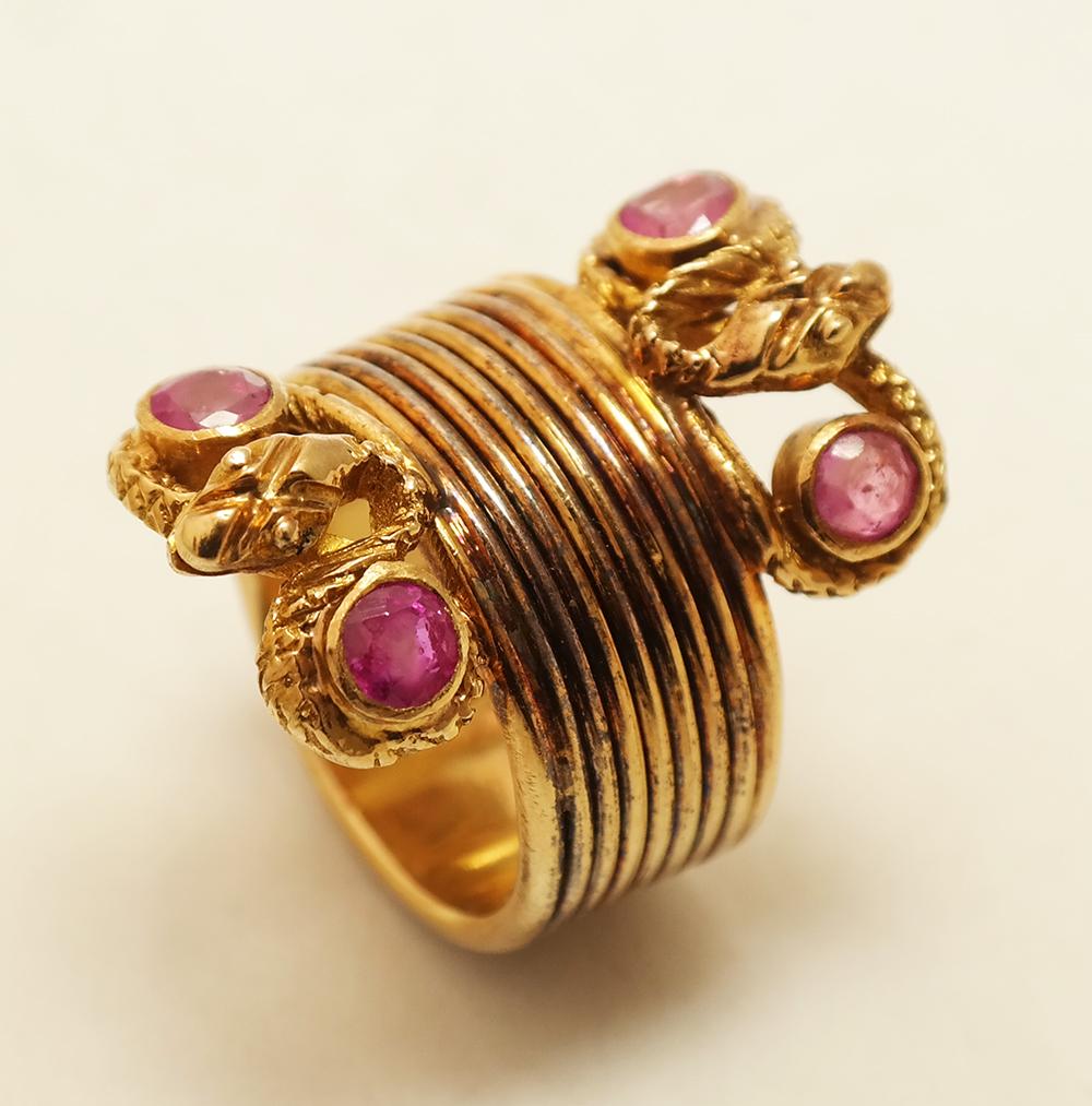 Ilias Lalaounis 18K Gold & Ruby Snake Ring (1 of 3)