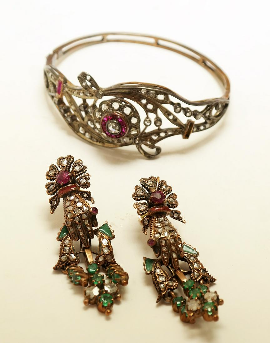 Victorian Matched Set of 14K Earrings & Bracelet (1 of 5)