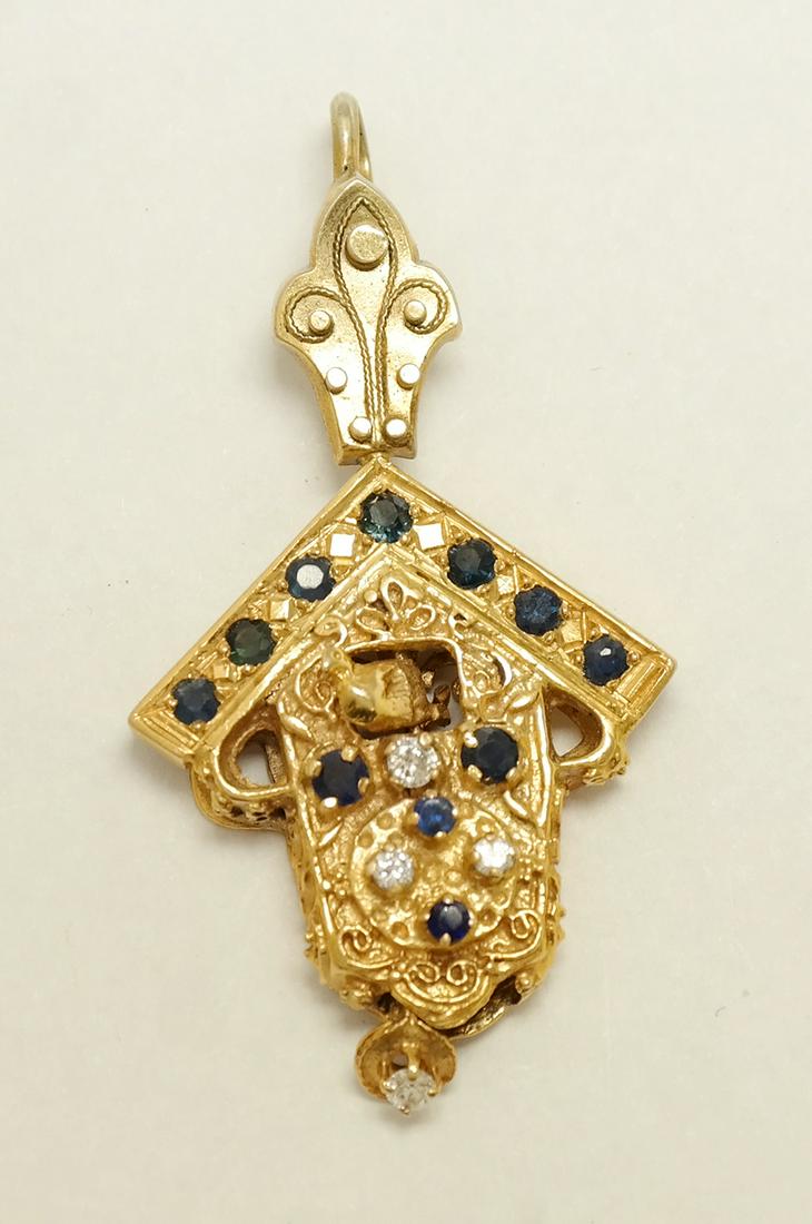 14K Gold, Diamond & Sapphire Pendant (1 of 2)