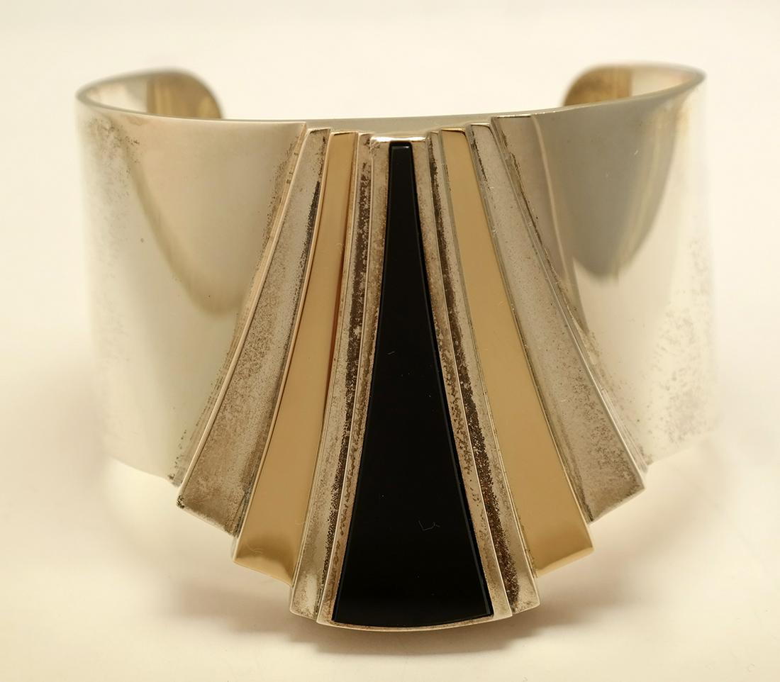 Aurante Sterling Silver & Onyx Cuff Bracelet (1 of 6)