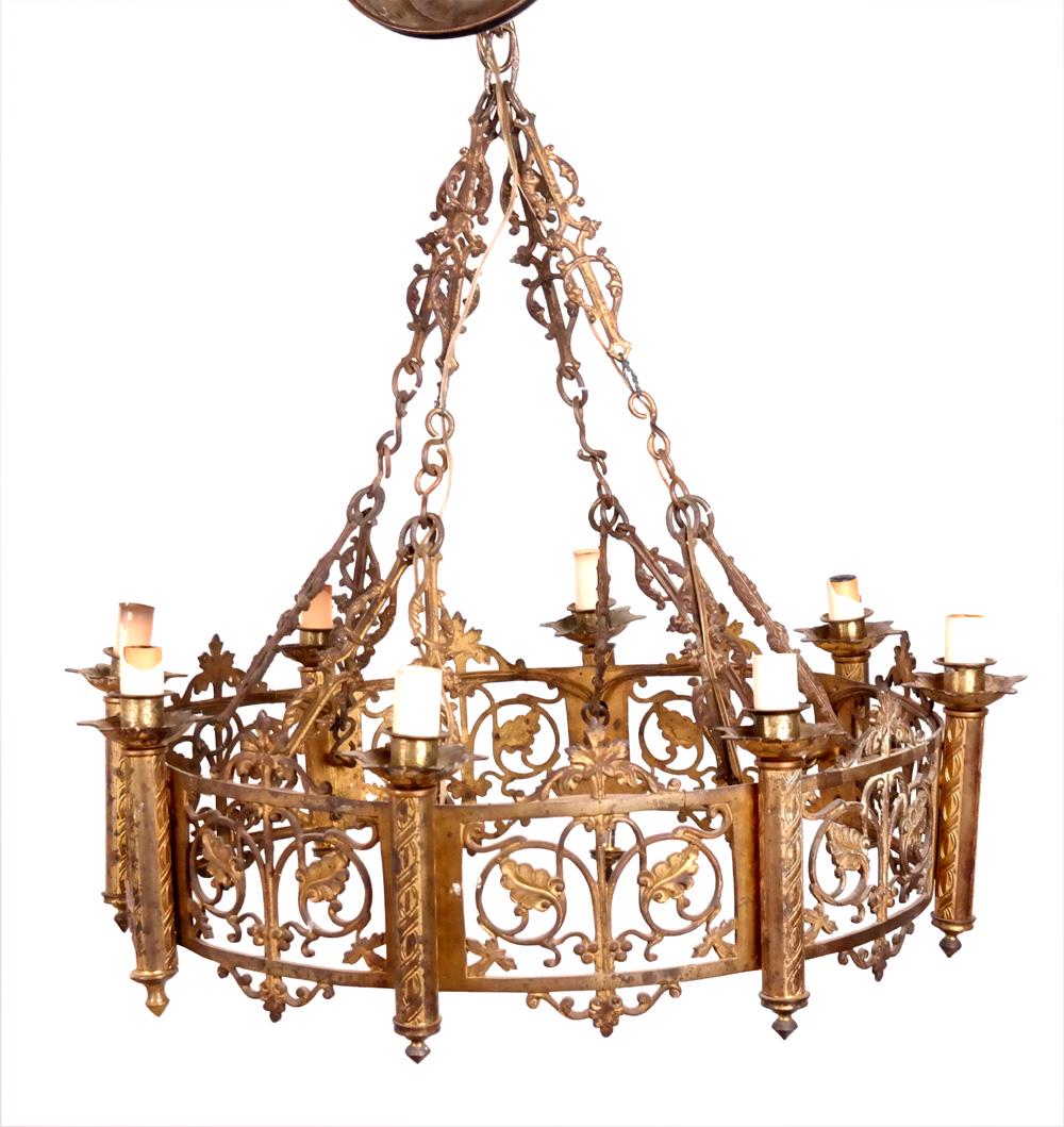 Renaissance Revival Gilt Metal 8-Light Chandelier (1 of 9)