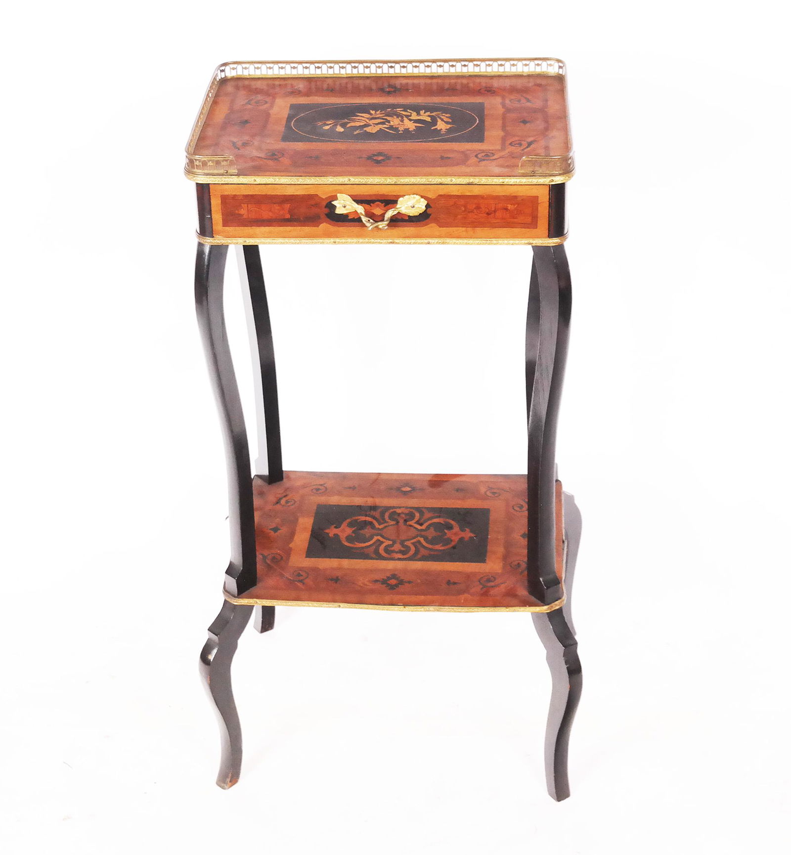 English Parcel Ebonized Inlaid Side Table (1 of 8)