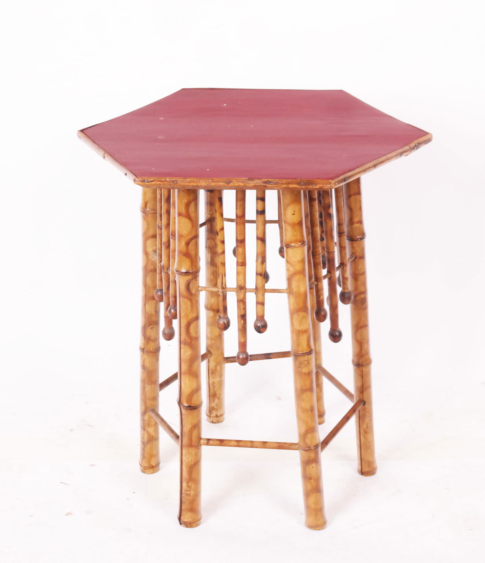English Victorian Bamboo Hexagonal Side Table (1 of 4)