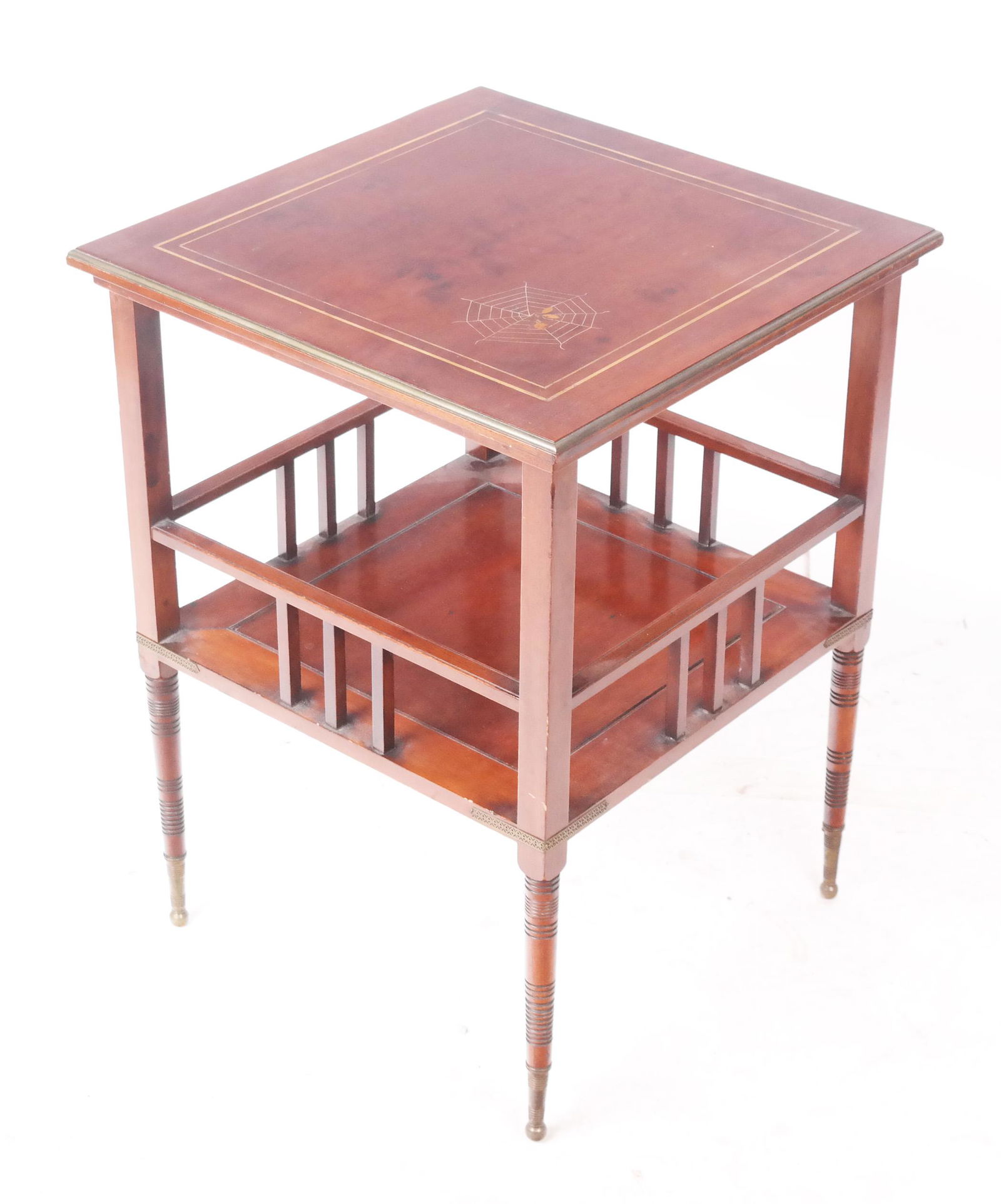 American Aesthetic Brass Inlaid Mahogany Table (1 of 11)
