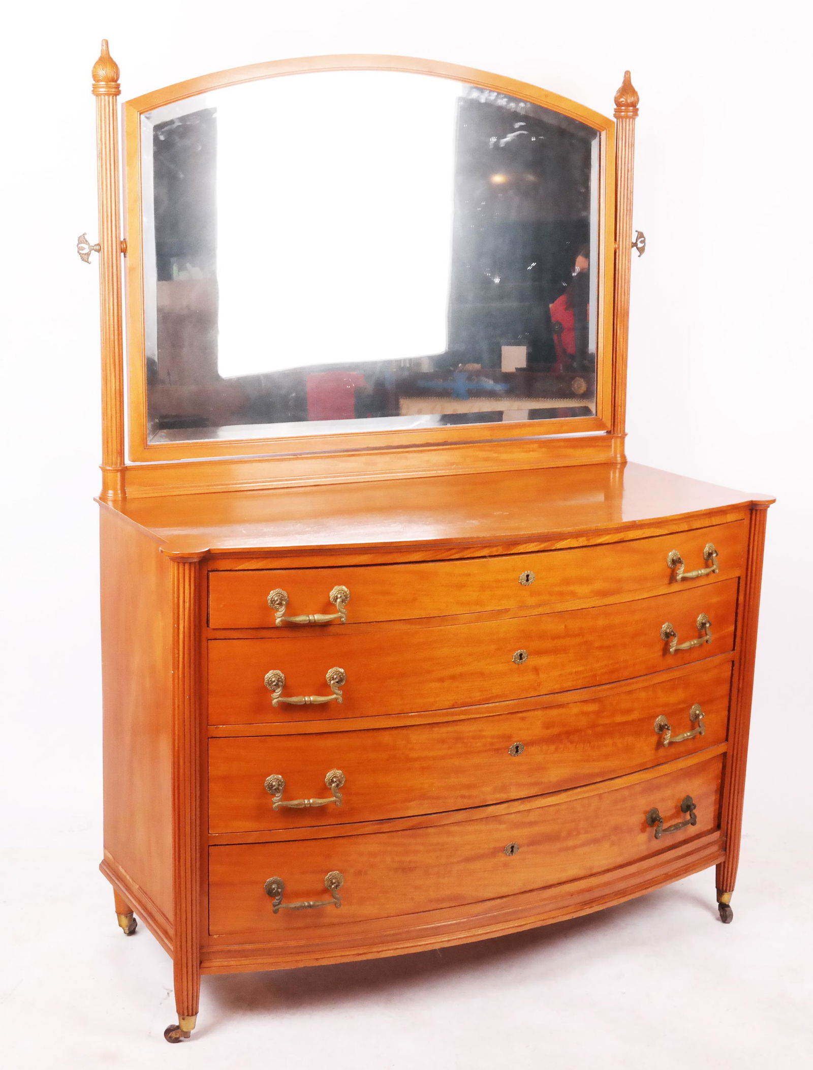 Neoclassical-Style Mirrored Cherry Chest of Drawer (1 of 11)
