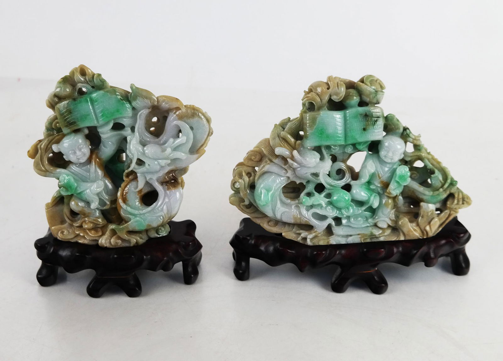 Pair of Chinese Hardstone Carvings on Custom Bases (1 of 11)