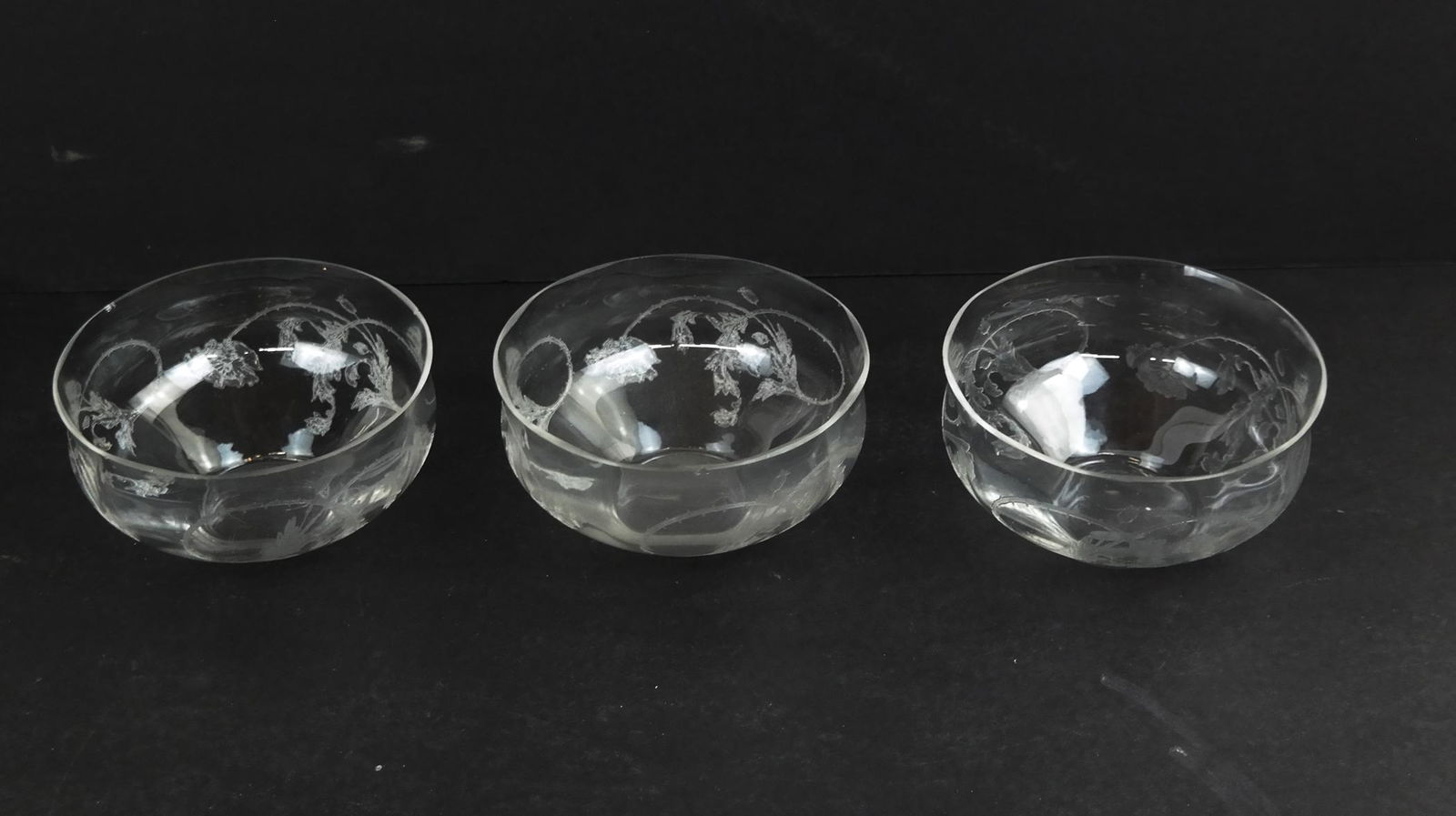 3 Art Nouveau Etched Glass Serving Dishes (1 of 5)