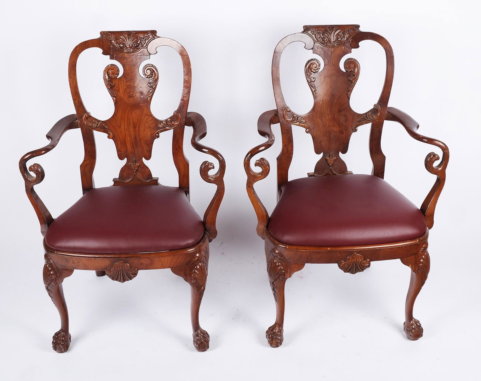 Pair of Georgian-Style Walnut Armchairs (1 of 9)