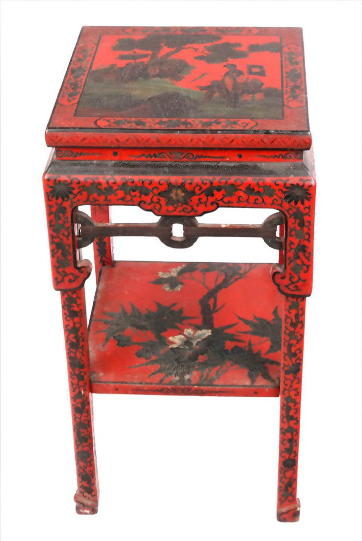 19th C. Chinese Red Lacquer Table (1 of 7)