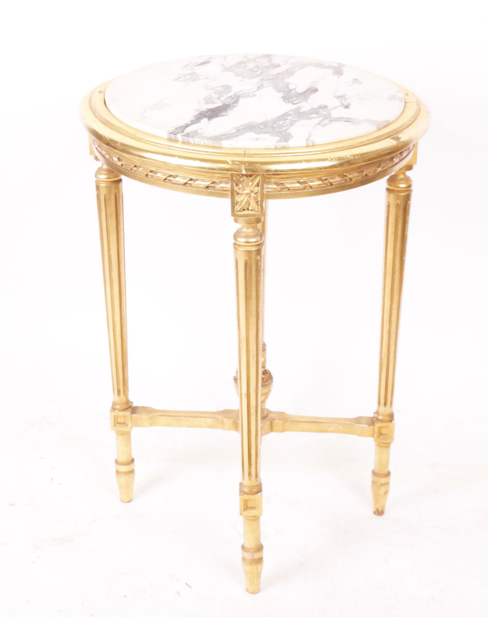 Early 20th C. Gilt Marble Inset Gueridon Table (1 of 7)