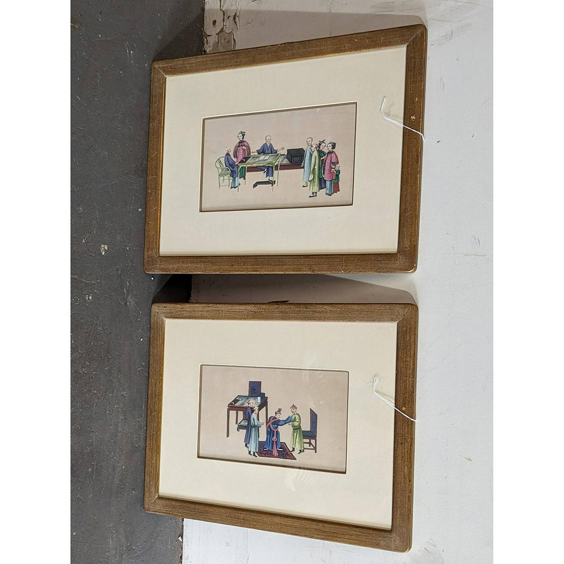 Pair of Chinese Gouache Paintings of Lessons (1 of 6)