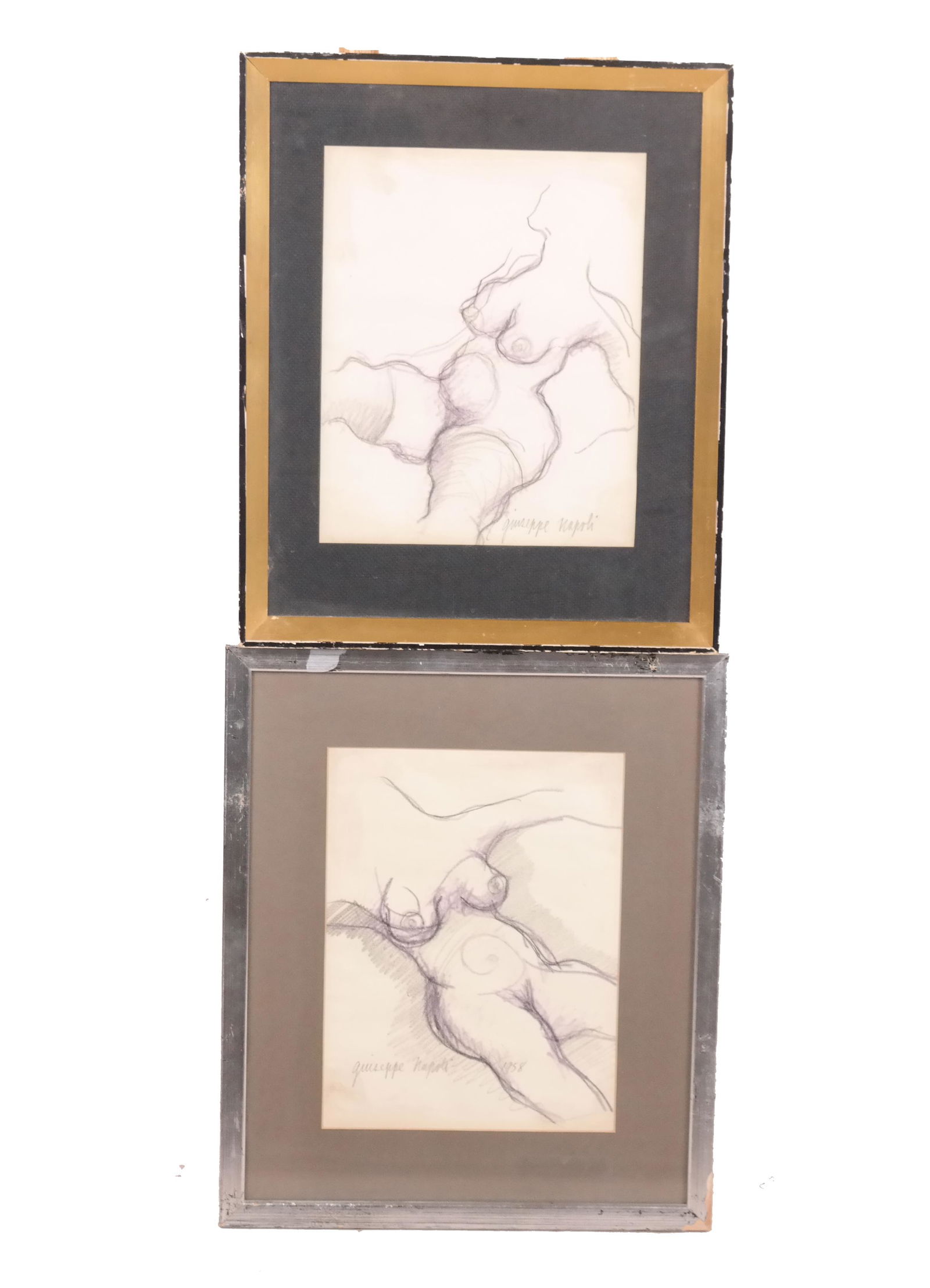 Giuseppe NAPOLI: 2 Drawings of Female Torsos (1 of 11)