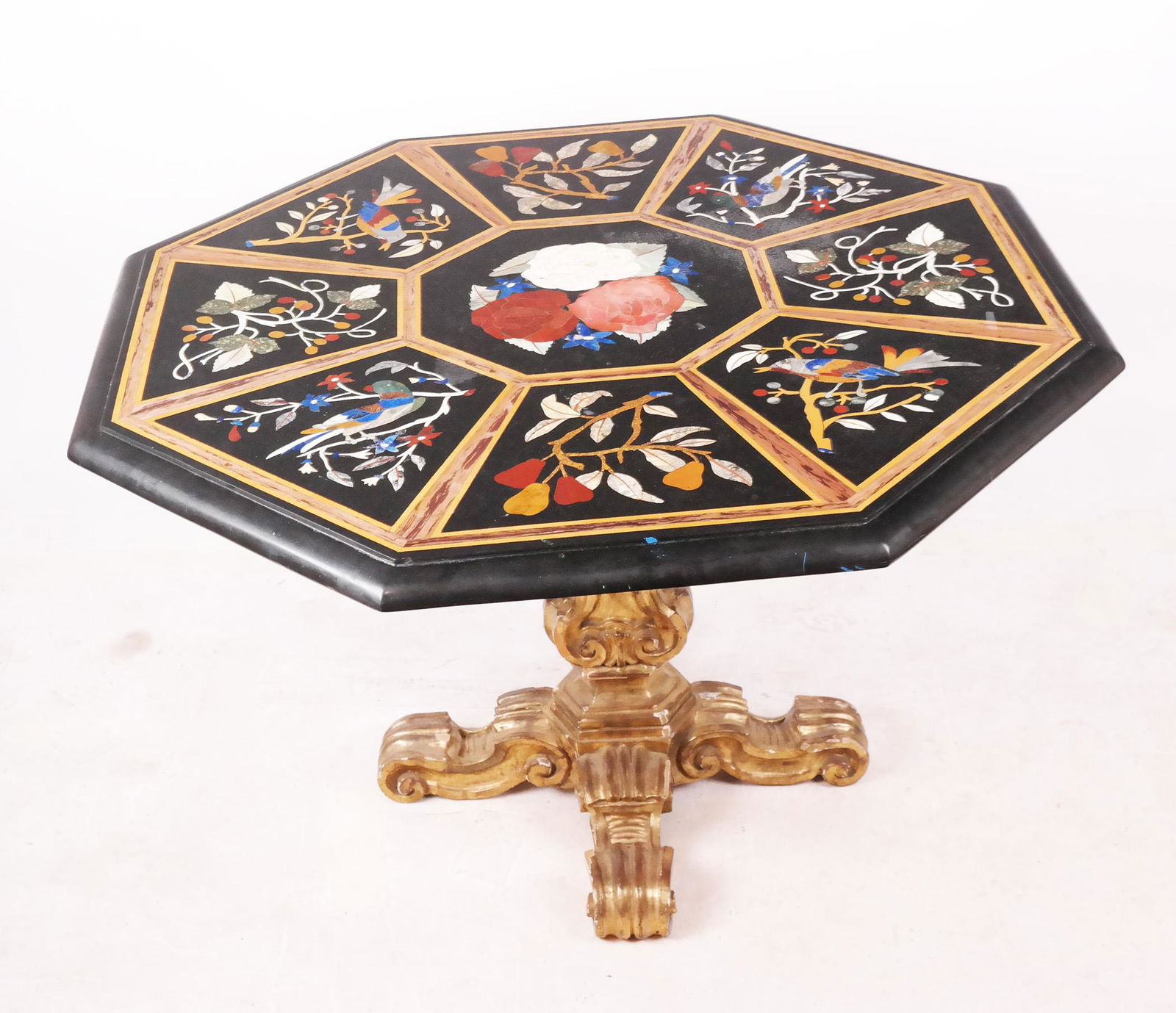 Italian Baroque-Style Giltwood & Pietra Dura Table (1 of 11)
